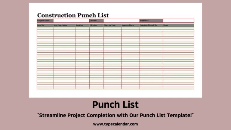 Free Printable Punch List Templates PDF Word Excel 