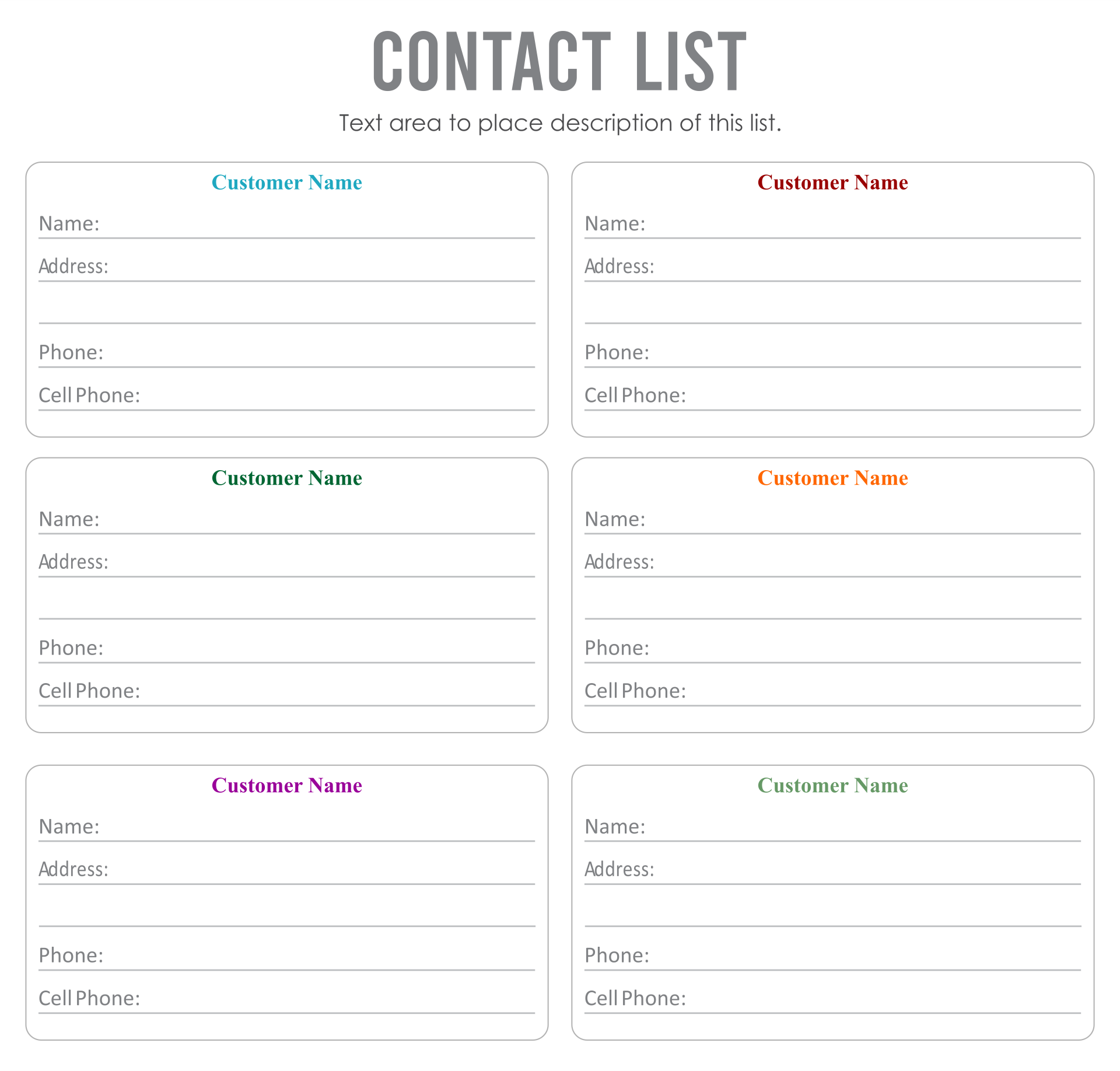 Free Printable Phone Number List Template Free Printable Phone Number List Template