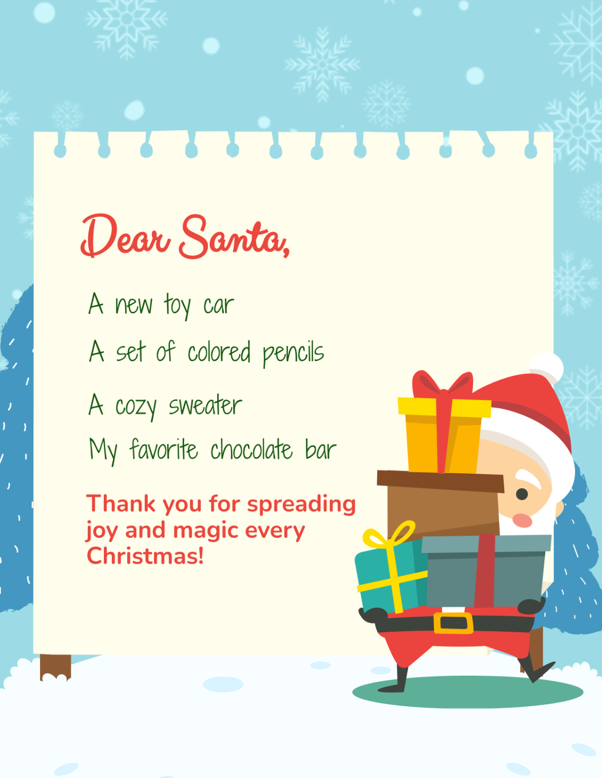 Free Printable Xmas Wish List Template To Edit Online