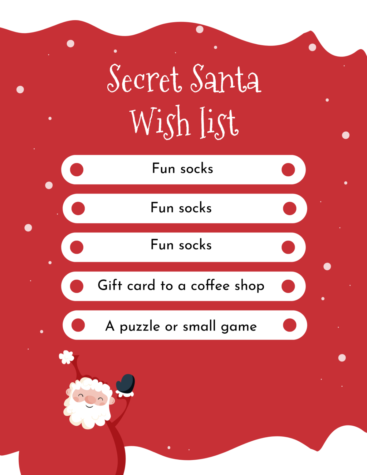 Free Secret Santa Wish List Template To Edit Online