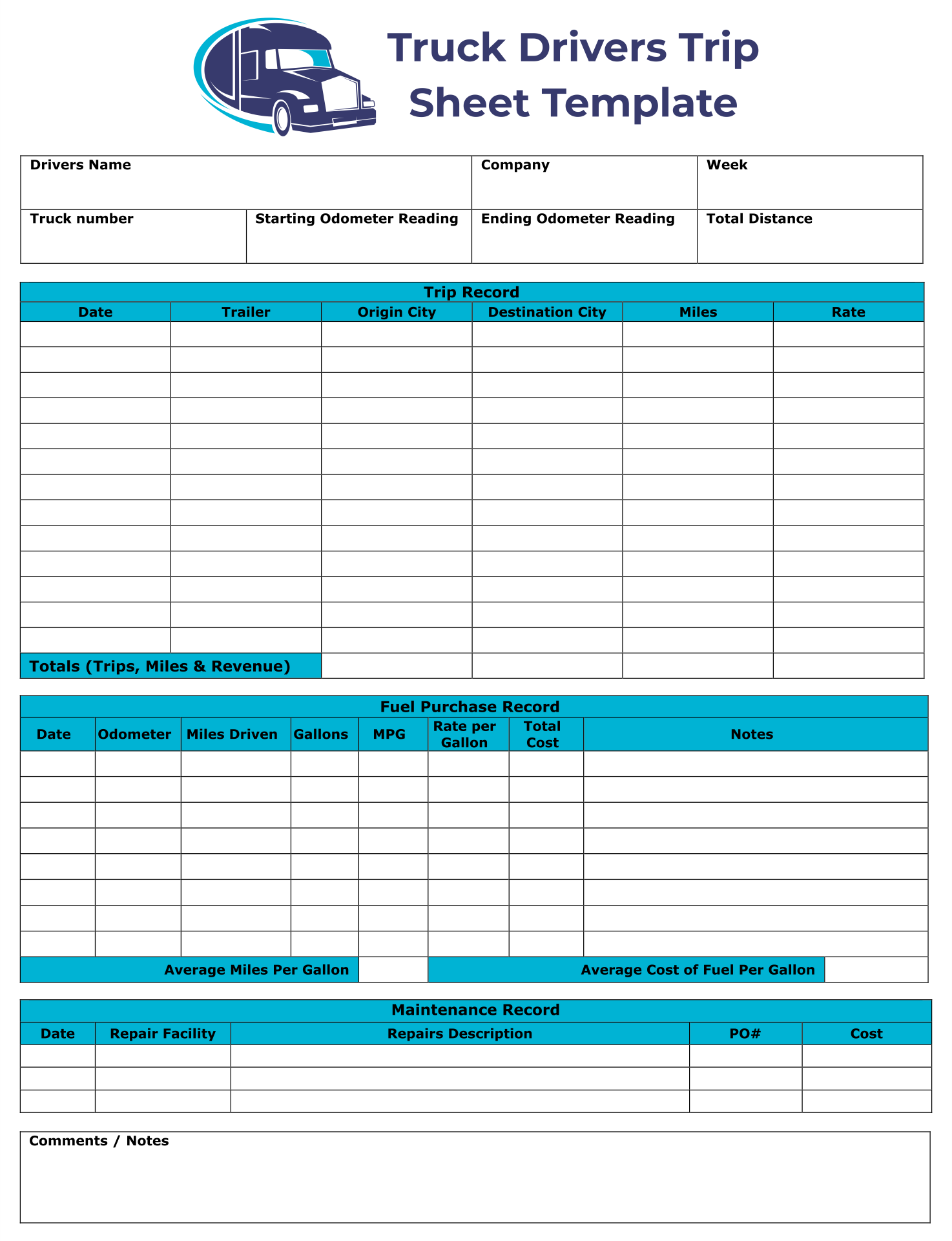 Free Simple Invoice Templates For Truck Drivers Anniedingfipase1974 s Ownd
