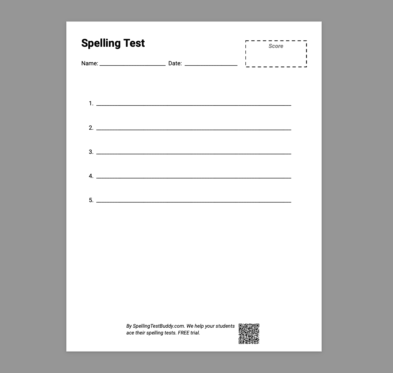 Free Printable Spelling List Template