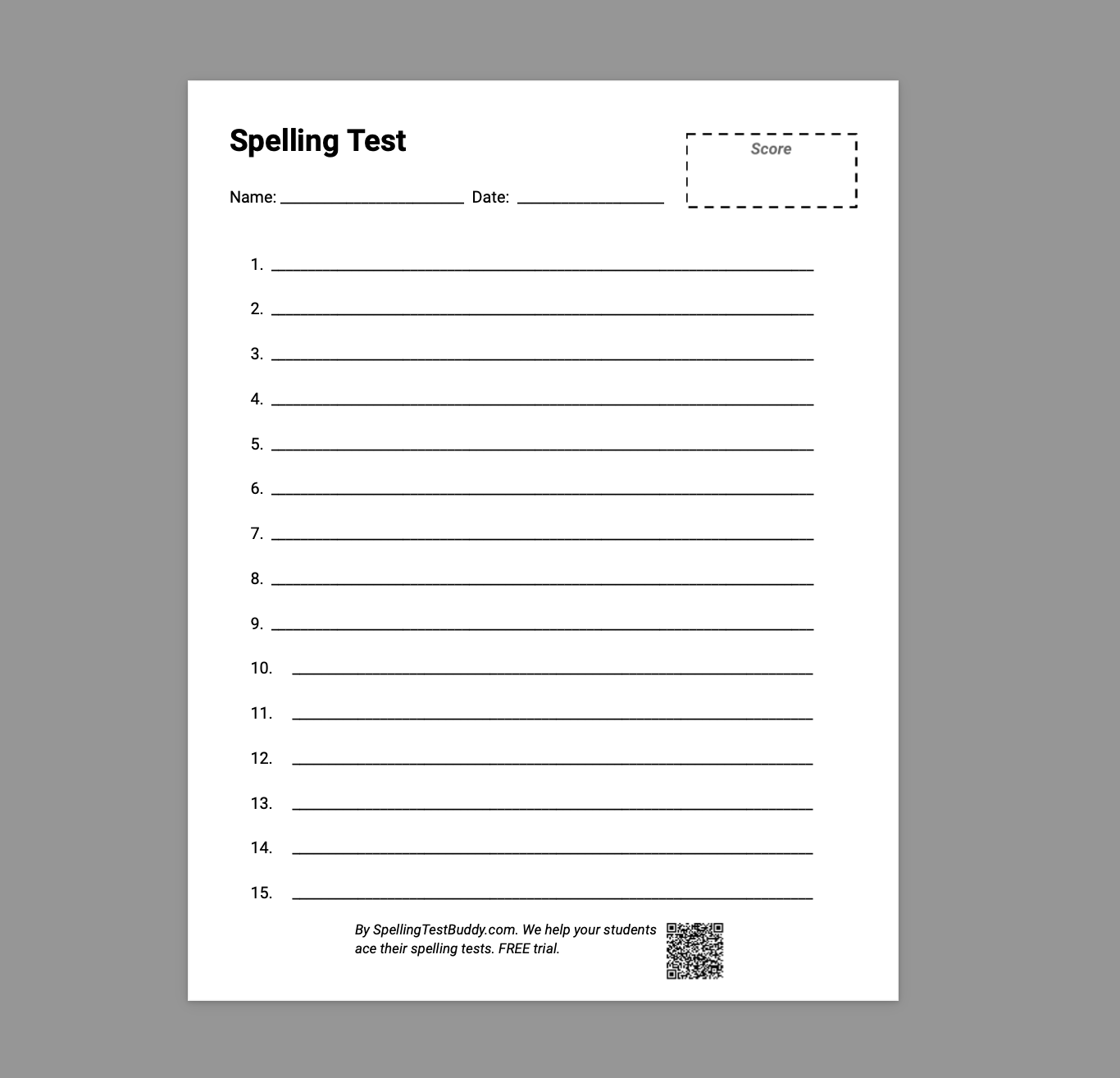Free Spelling Test Papers For Teachers And Parents Spelling Test 