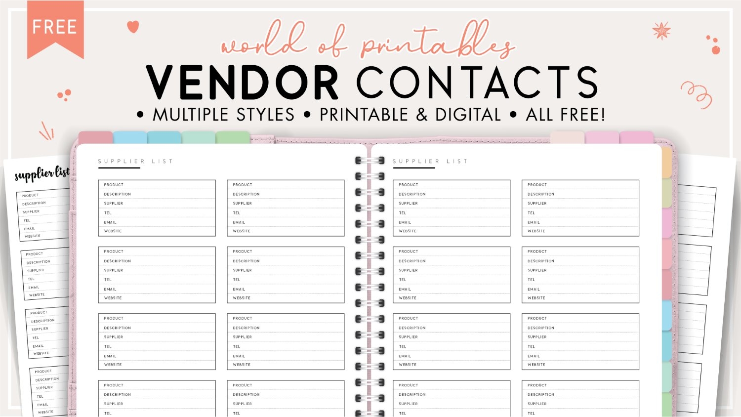 FREE Vendor Contact List Template World Of Printables FREE Vendor Contact List Template World Of Printables