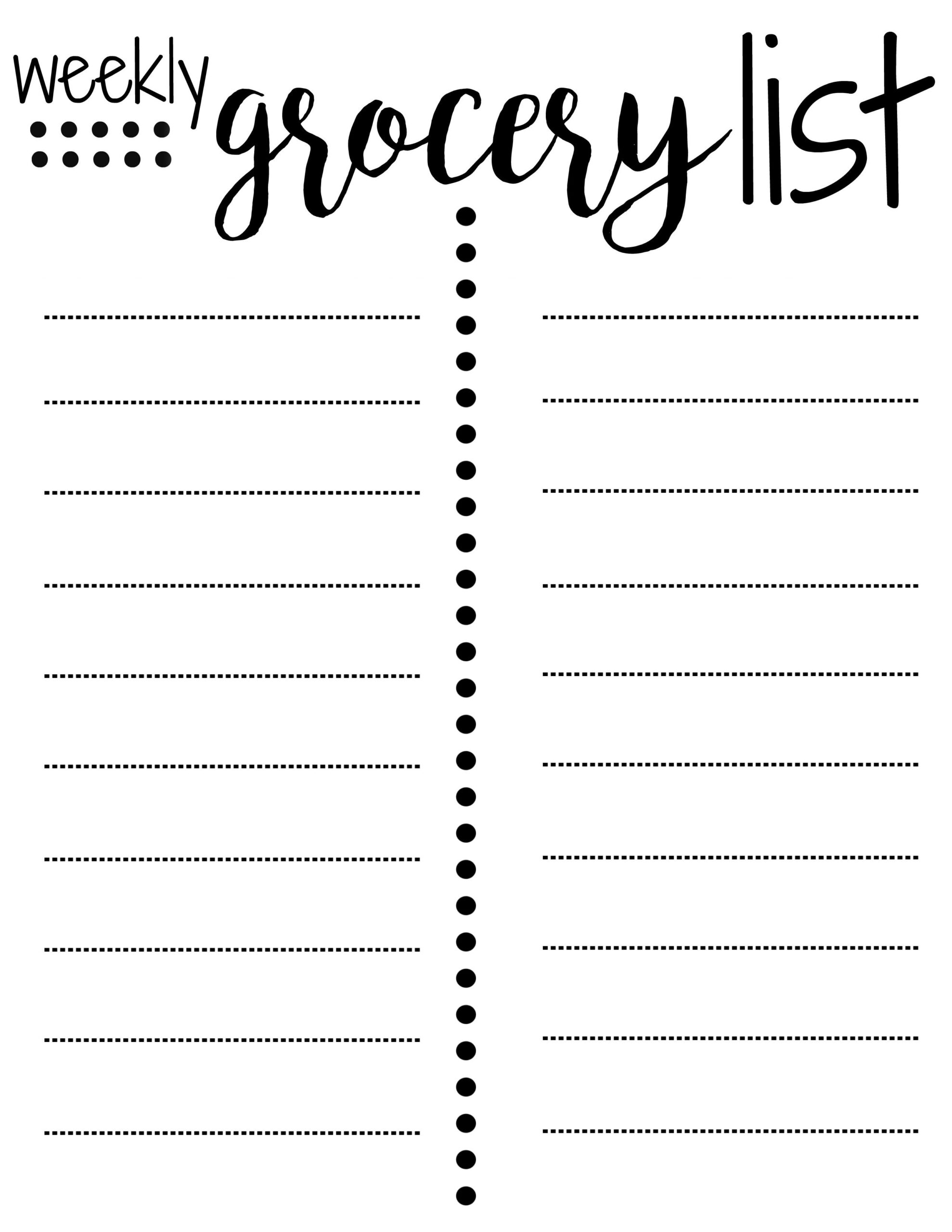 Free Printable Grocery Lists Templates