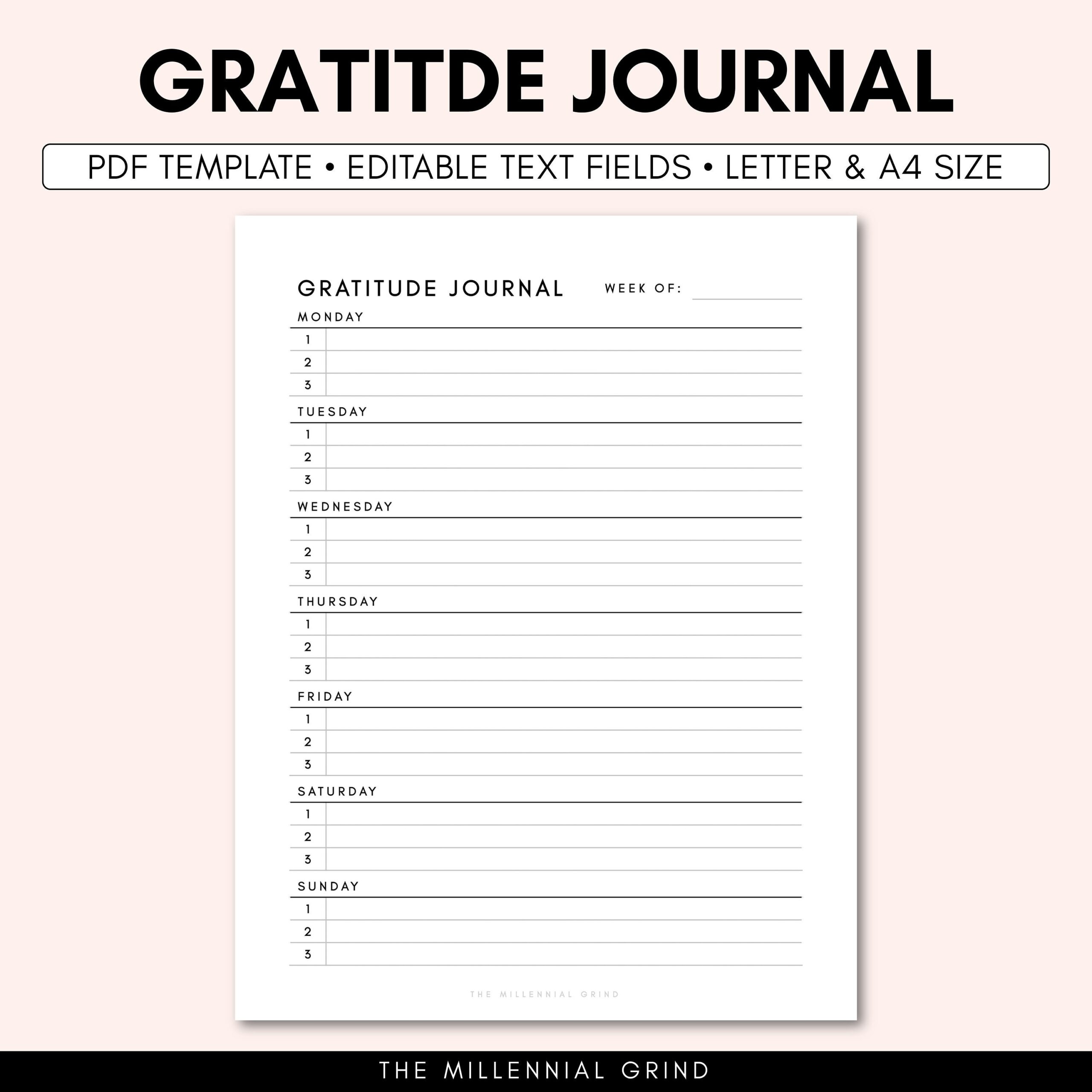 Gratitude Journal Printable Gratitude Journal PDF Gratitude 