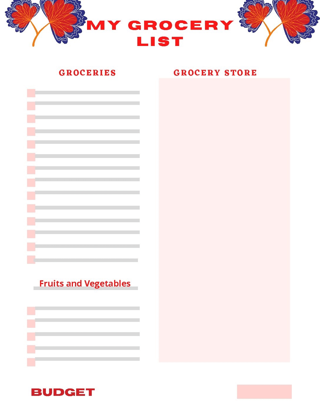 Grocery List Template You Your Family Your Money