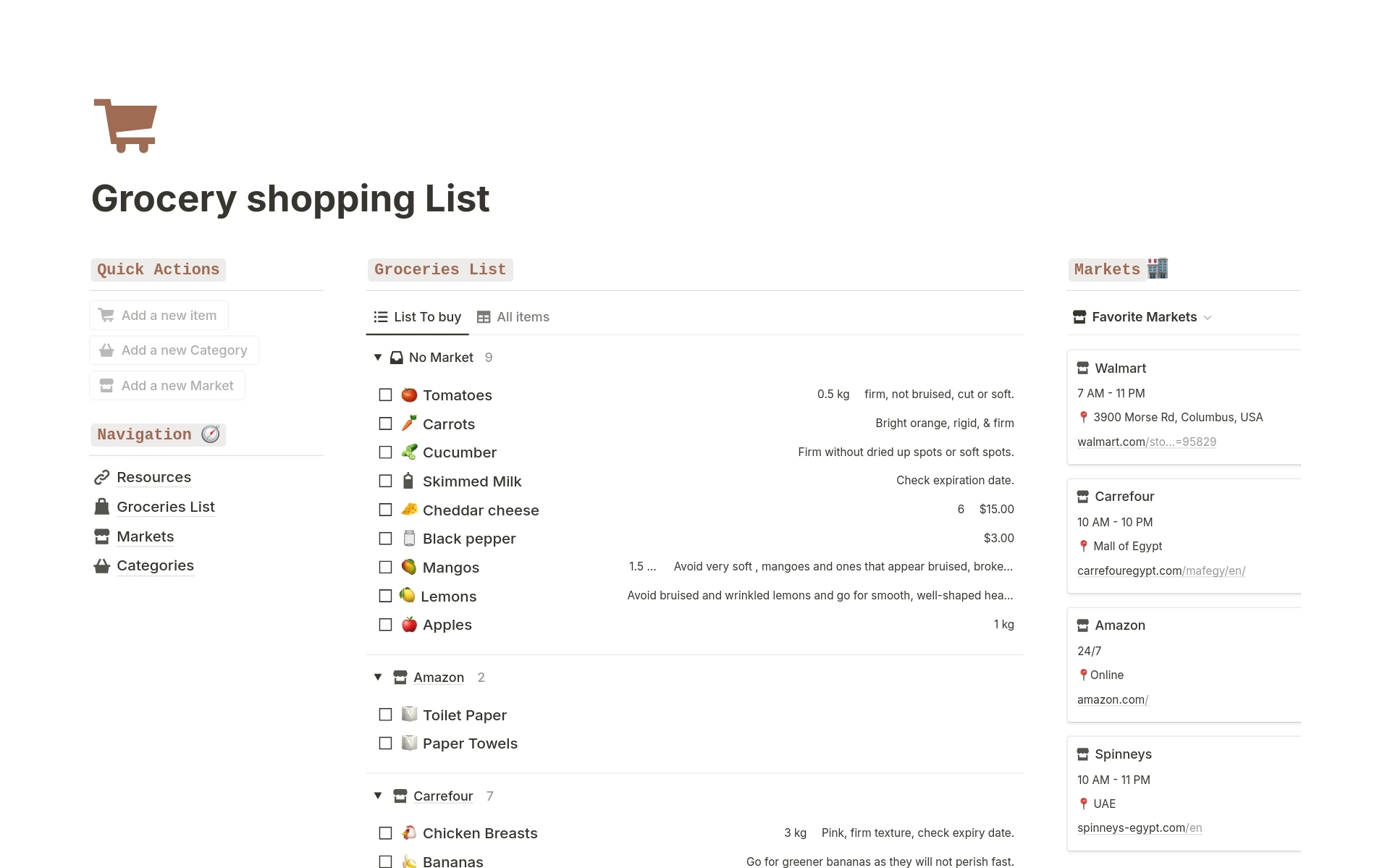 Grocery Shopping List Template By Nadine s Creations Notion Marketplace
