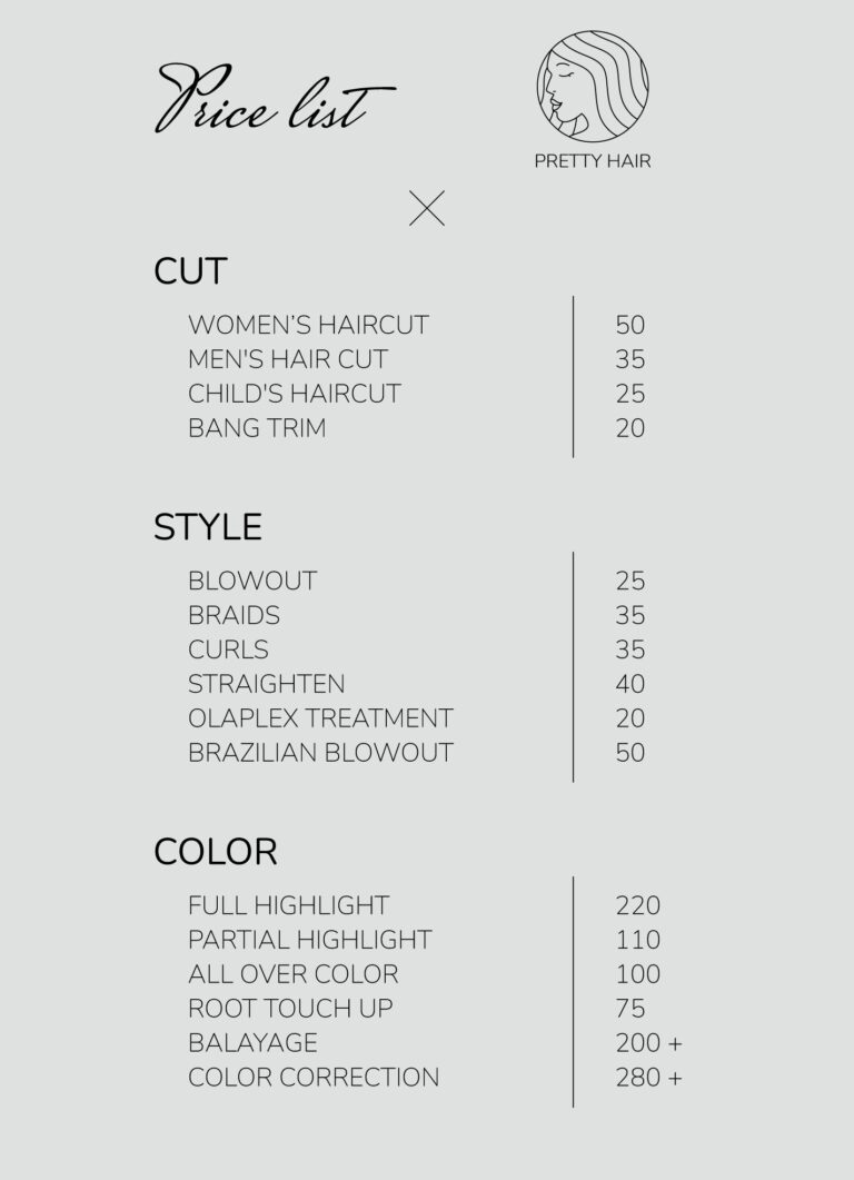Hair Price List Free Google Docs Template Gdoc io