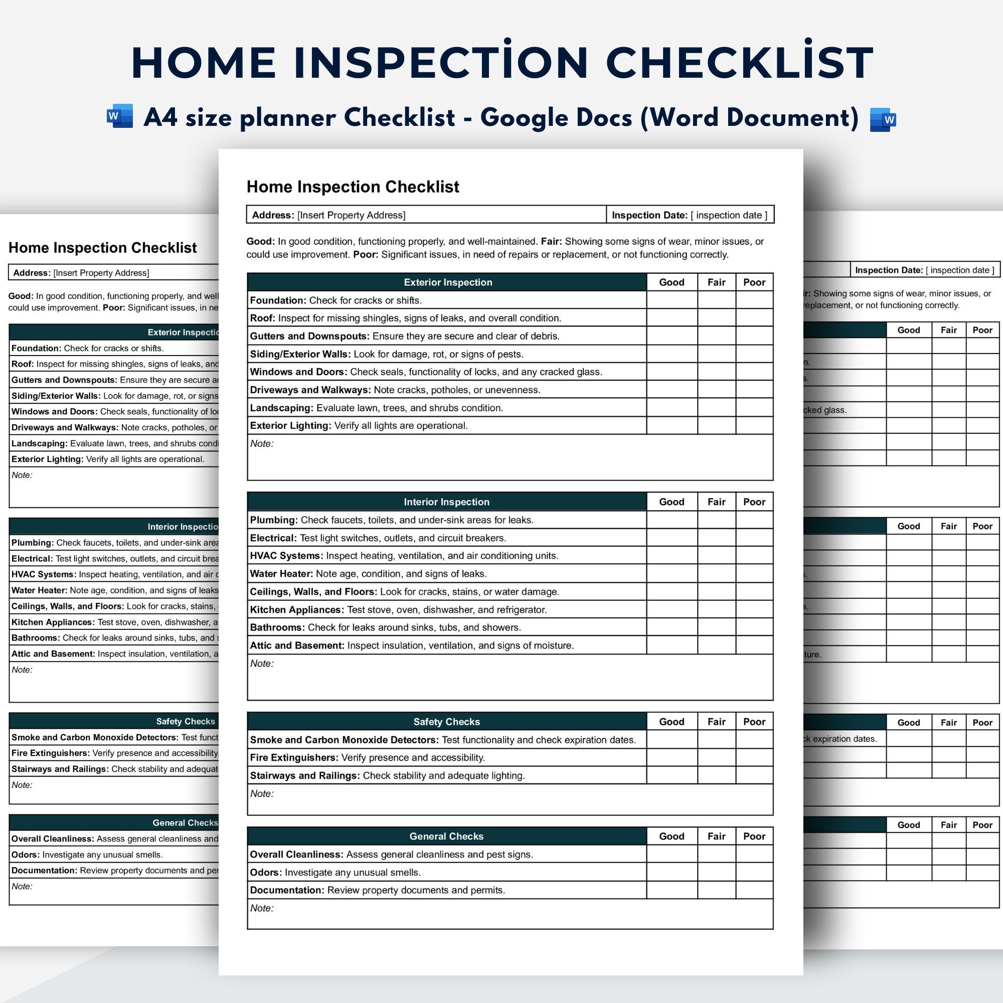 Home Inspection Checklist Template Google Docs Word Document Home Inspection Checklist Template Google Docs Word Document
