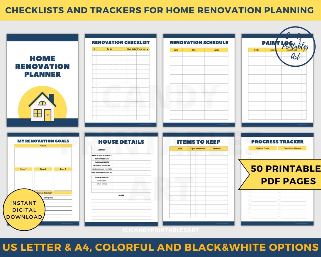 Home Renovation Planner House Remodel Checklist Renovation Binder Printable Etsy UK