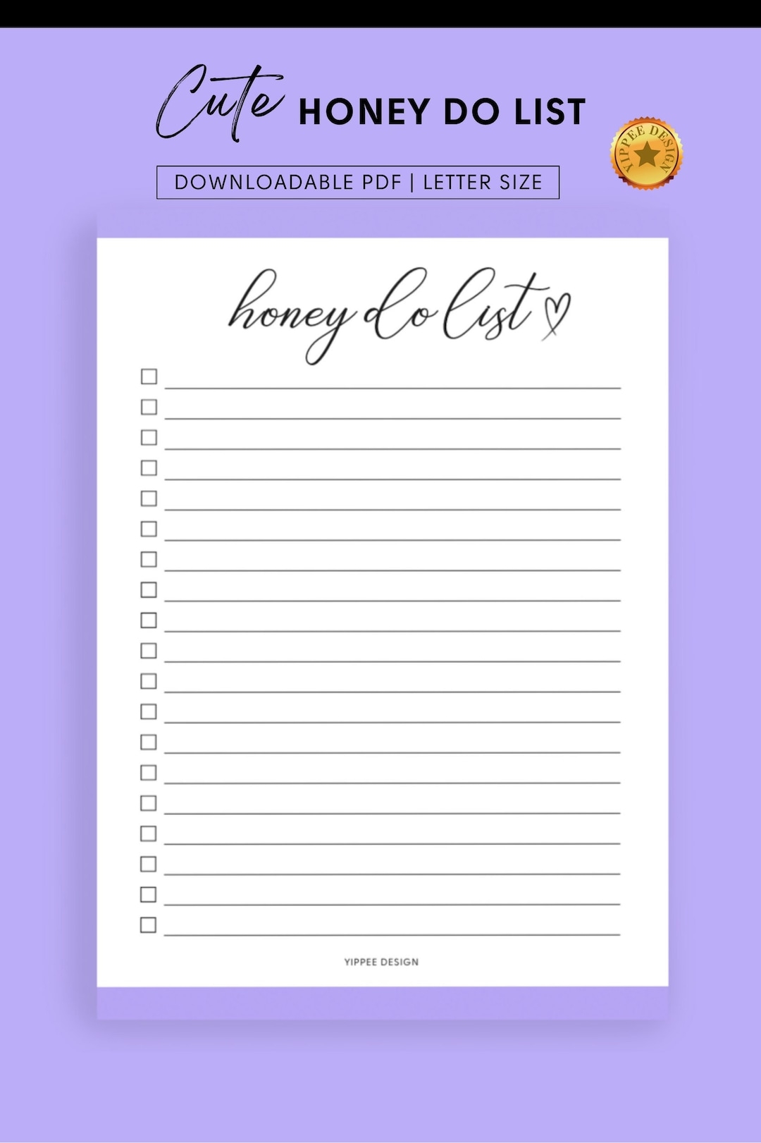 Honey Do List Productive Spouse Organization Printable PDF Instant Download 8 5x11 Inches Blank To Do List To Do List Checklist Etsy