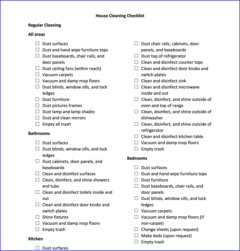 House Cleaning Checklist PDF Template CBA House Cleaning Checklist PDF Template CBA