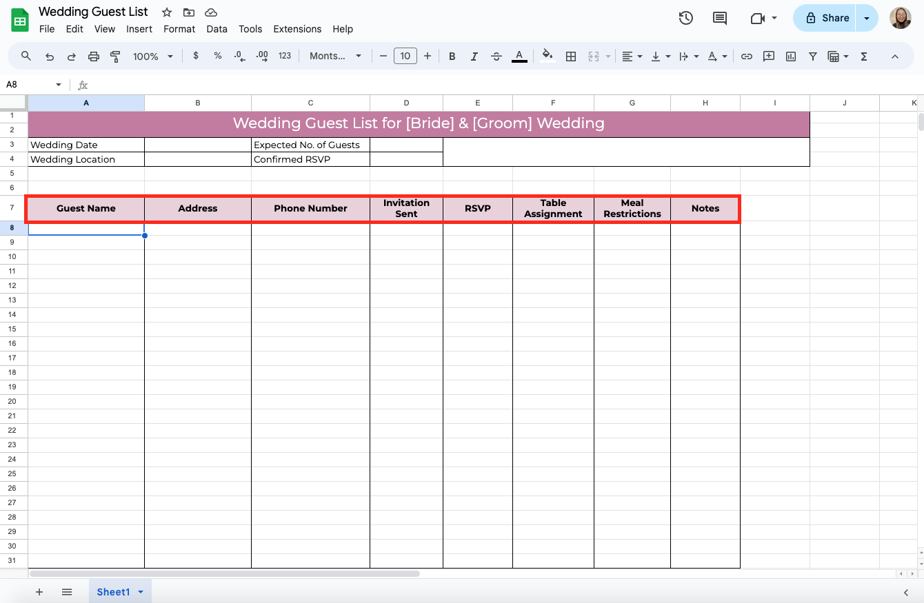 How To Create A Wedding Guest List Template In Google Sheets FileDrop How To Create A Wedding Guest List Template In Google Sheets FileDrop