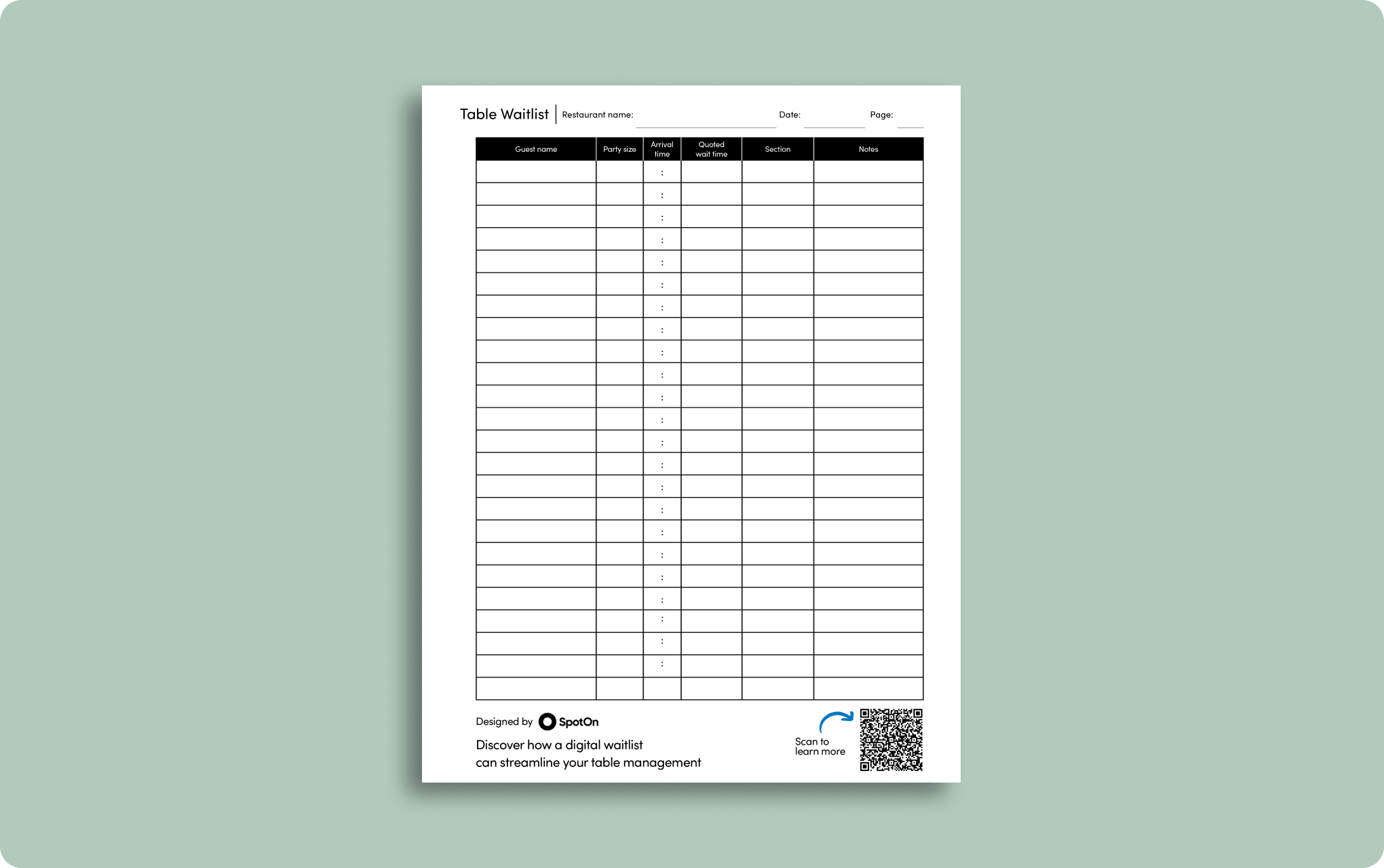 How To Manage A Restaurant Waitlist Printable Template