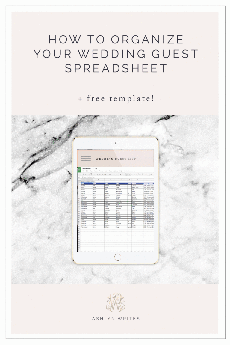 How To Organize A Wedding Guest List Spreadsheet Free Template
