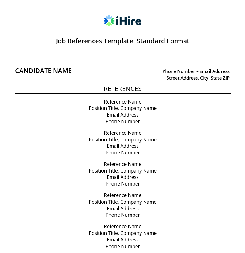 How Your Job Reference Page Should Look Job References Templates 