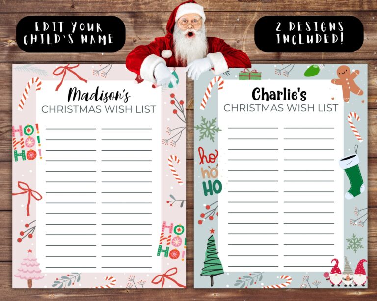 Kids Christmas Wishlist DIY Editable Holiday Wish List Template Personalized Printable Santa Wish List Activity Children s Xmas Wishlist Etsy
