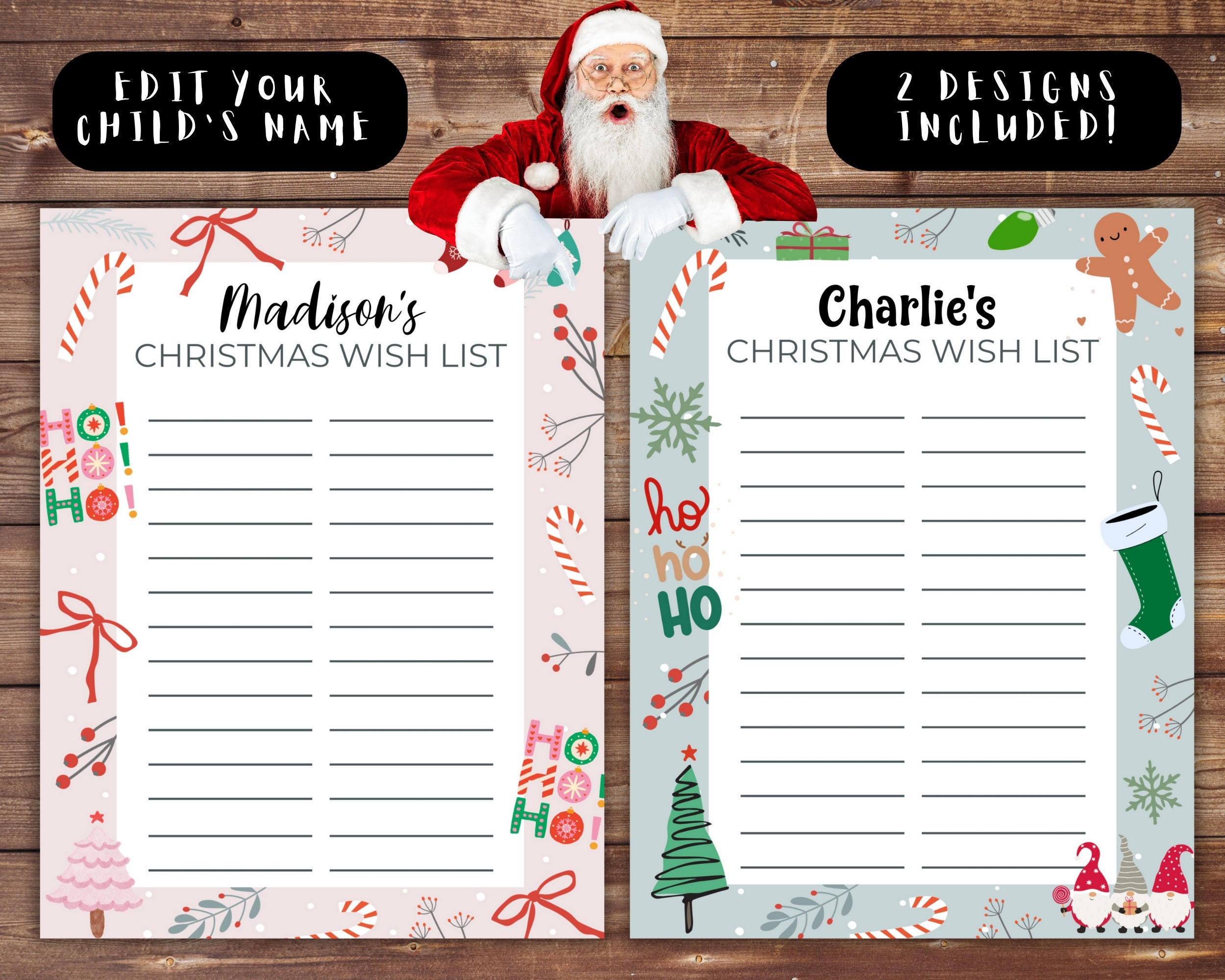 Kids Christmas Wishlist DIY Editable Holiday Wish List Template 