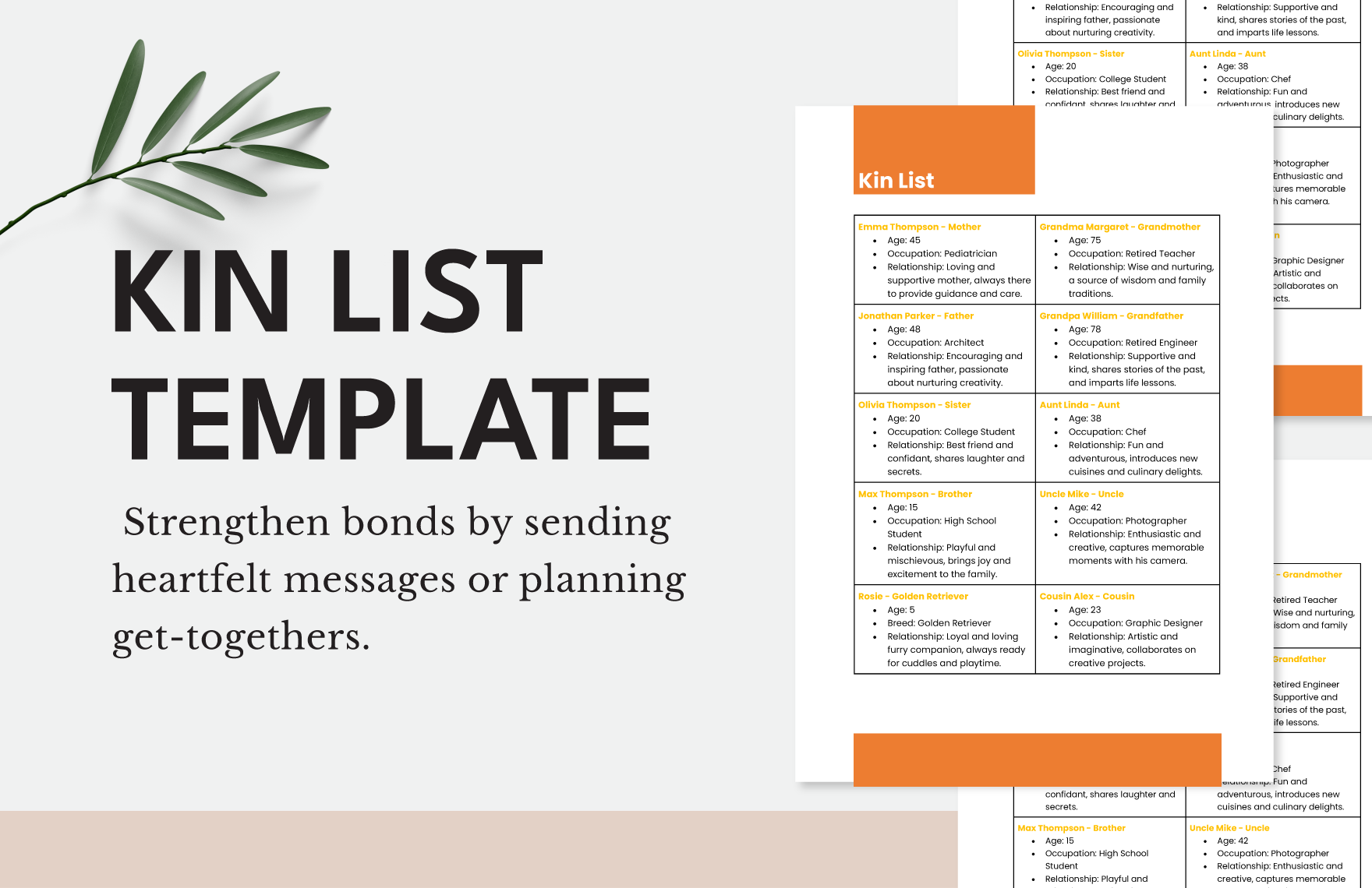 Kin List Template In Word PDF Google Docs Download Template