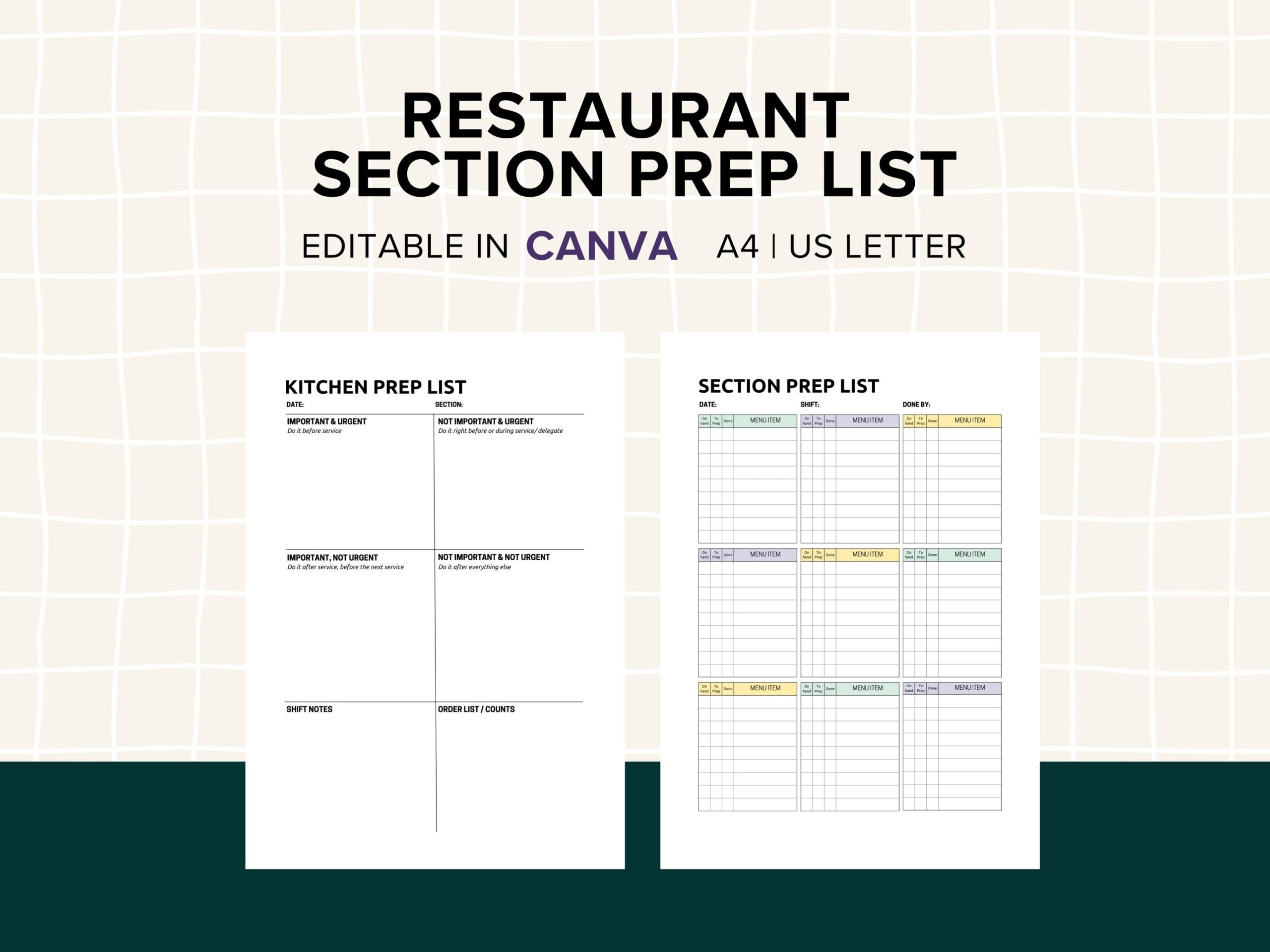 Kitchen Daily Prep List Section Shift Handover Notes For Chefs Restaurant And Cafe Checklist Templates Canva Editable Etsy Kitchen Daily Prep List Section Shift Handover Notes For Chefs Restaurant And Cafe Checklist Templates Canva Editable Etsy
