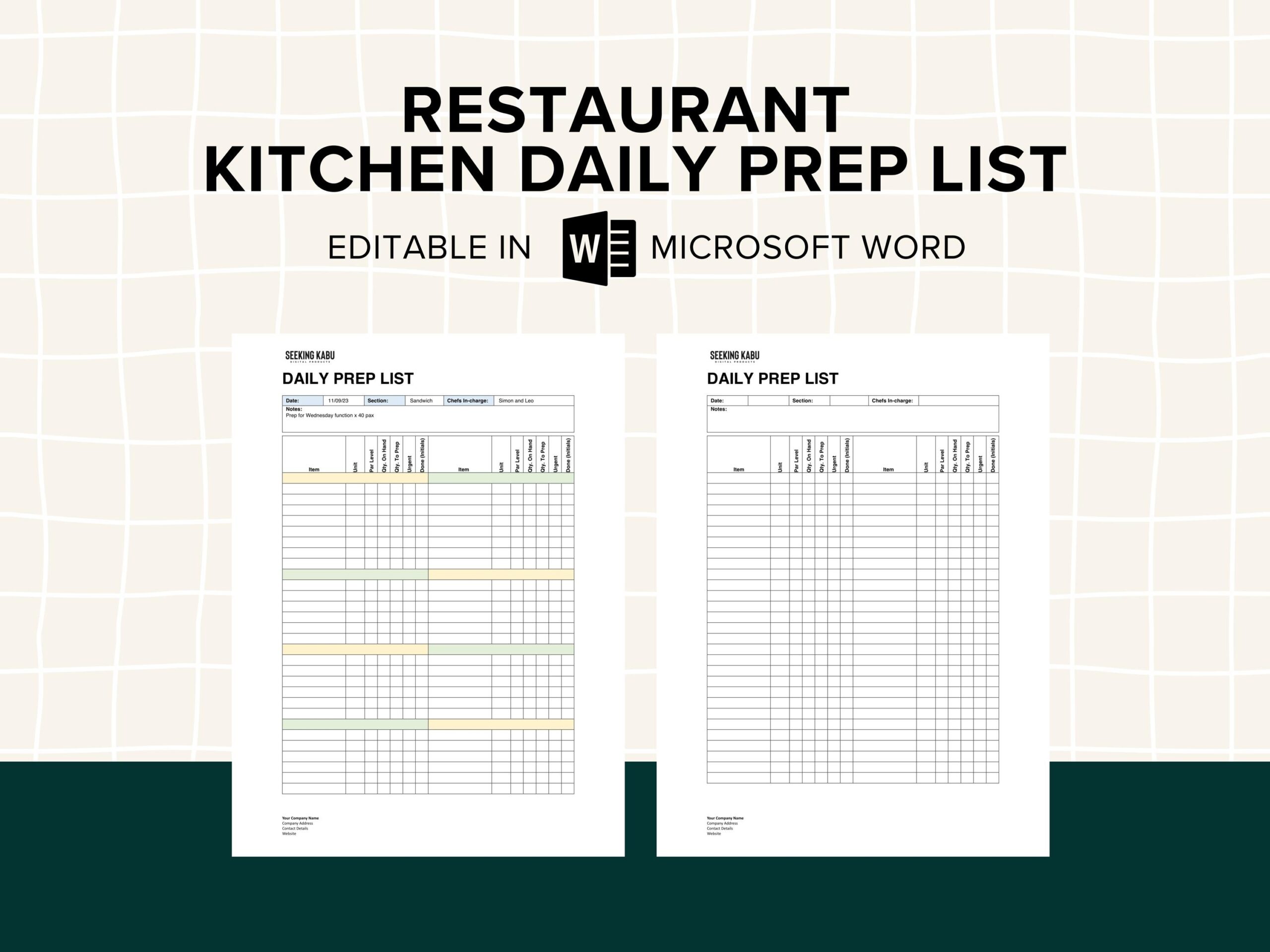 Kitchen Daily Prep List Shift Handover Notes Fot Chefs Restaurant And Cafe Checklist Templates Etsy Kitchen Daily Prep List Shift Handover Notes Fot Chefs Restaurant And Cafe Checklist Templates Etsy