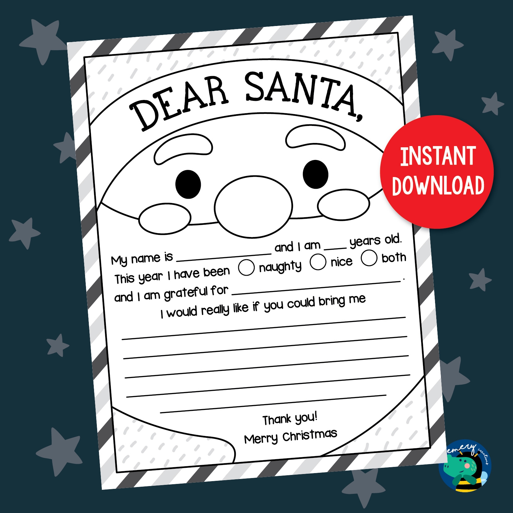 Letter To Santa Christmas Wish List Christmas Letter Printable For Kids