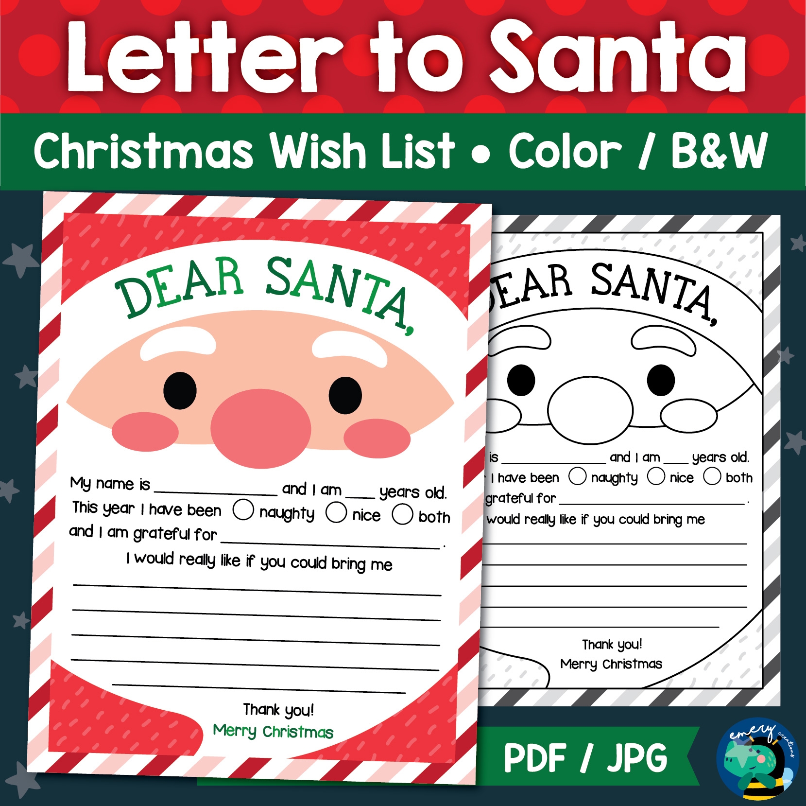 Letter To Santa Christmas Wish List Christmas Letter Printable For Kids