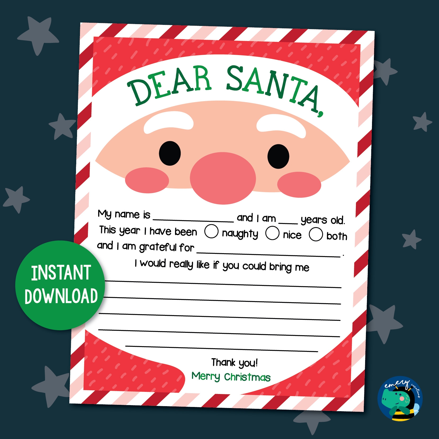 Father Christmas Wish List Template