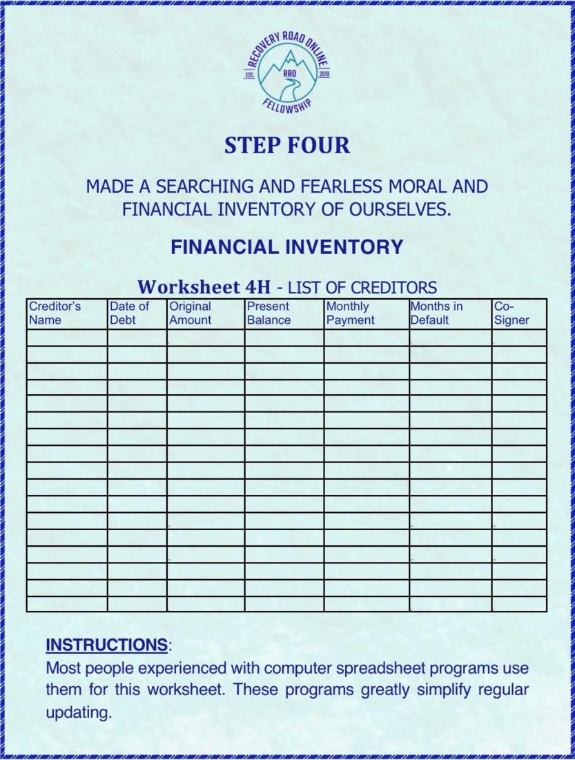 List Of Creditors Recovery Road Online Recovery Road Online