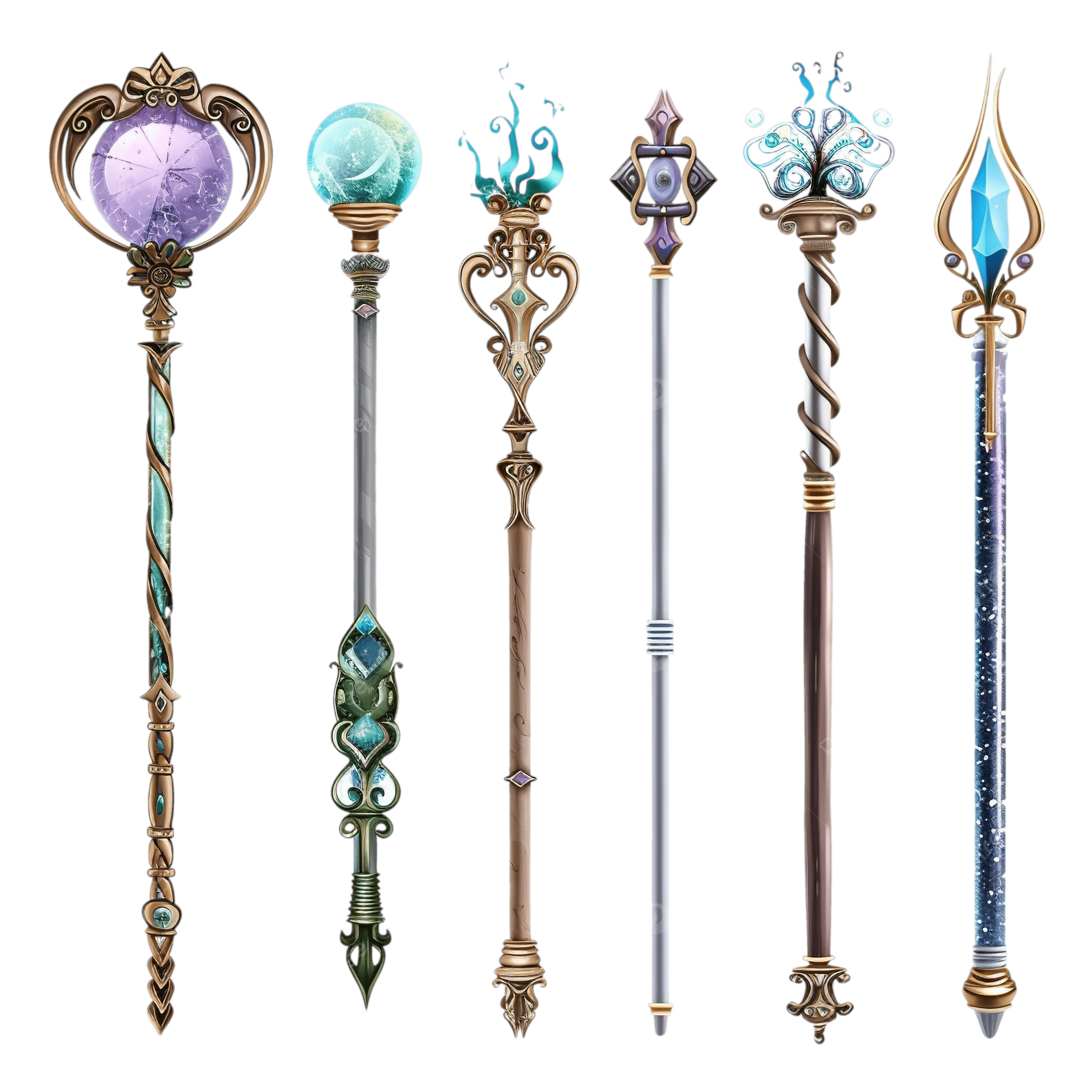 Magic Wand Realistic Set Dream Marvel Sorcerer PNG Transparent 