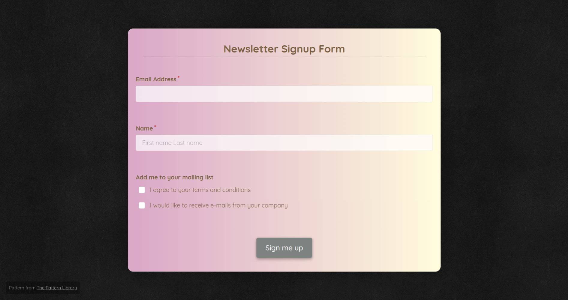 Mailing List Sign Up Template