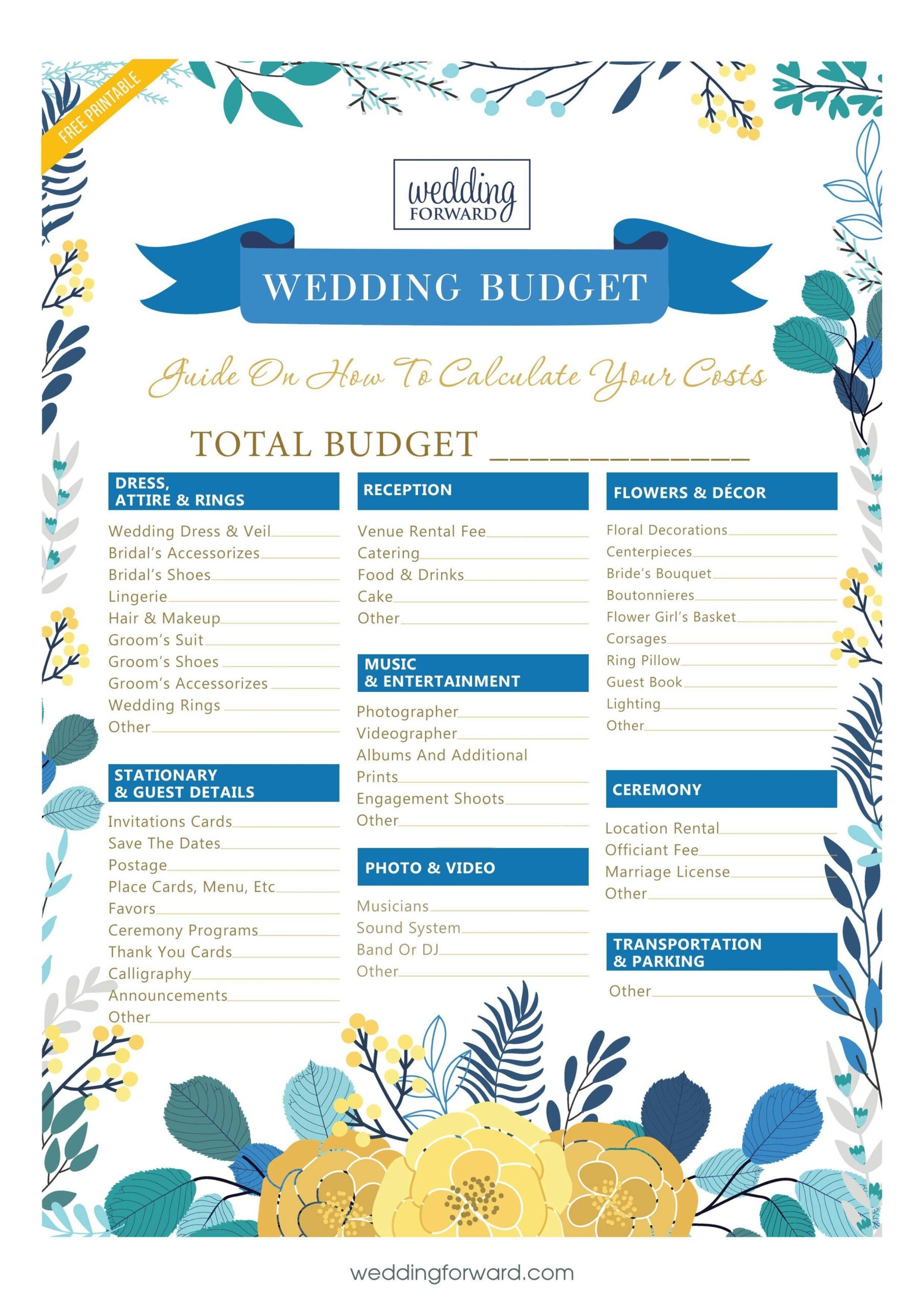 Wedding Budget List Template