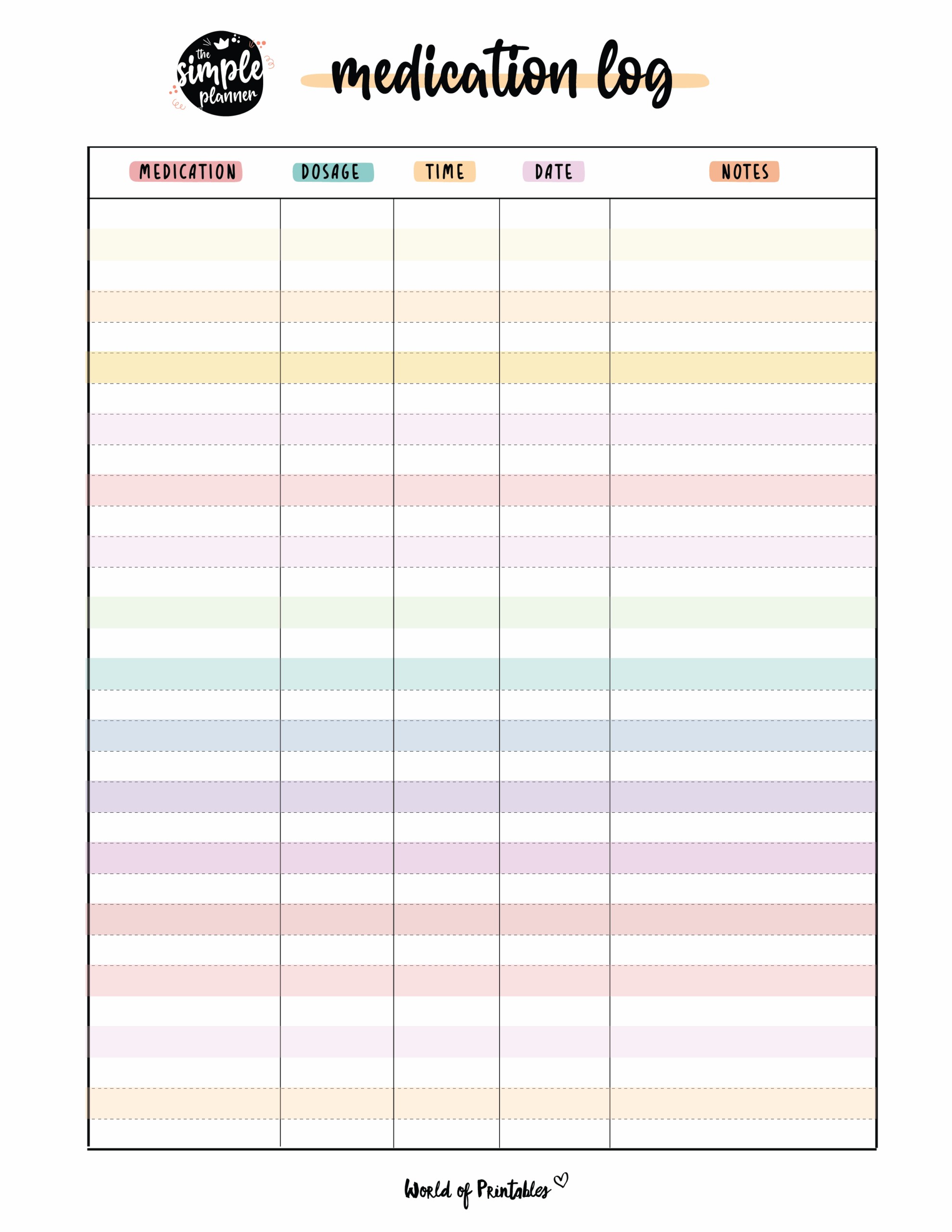 Medication List Template Free