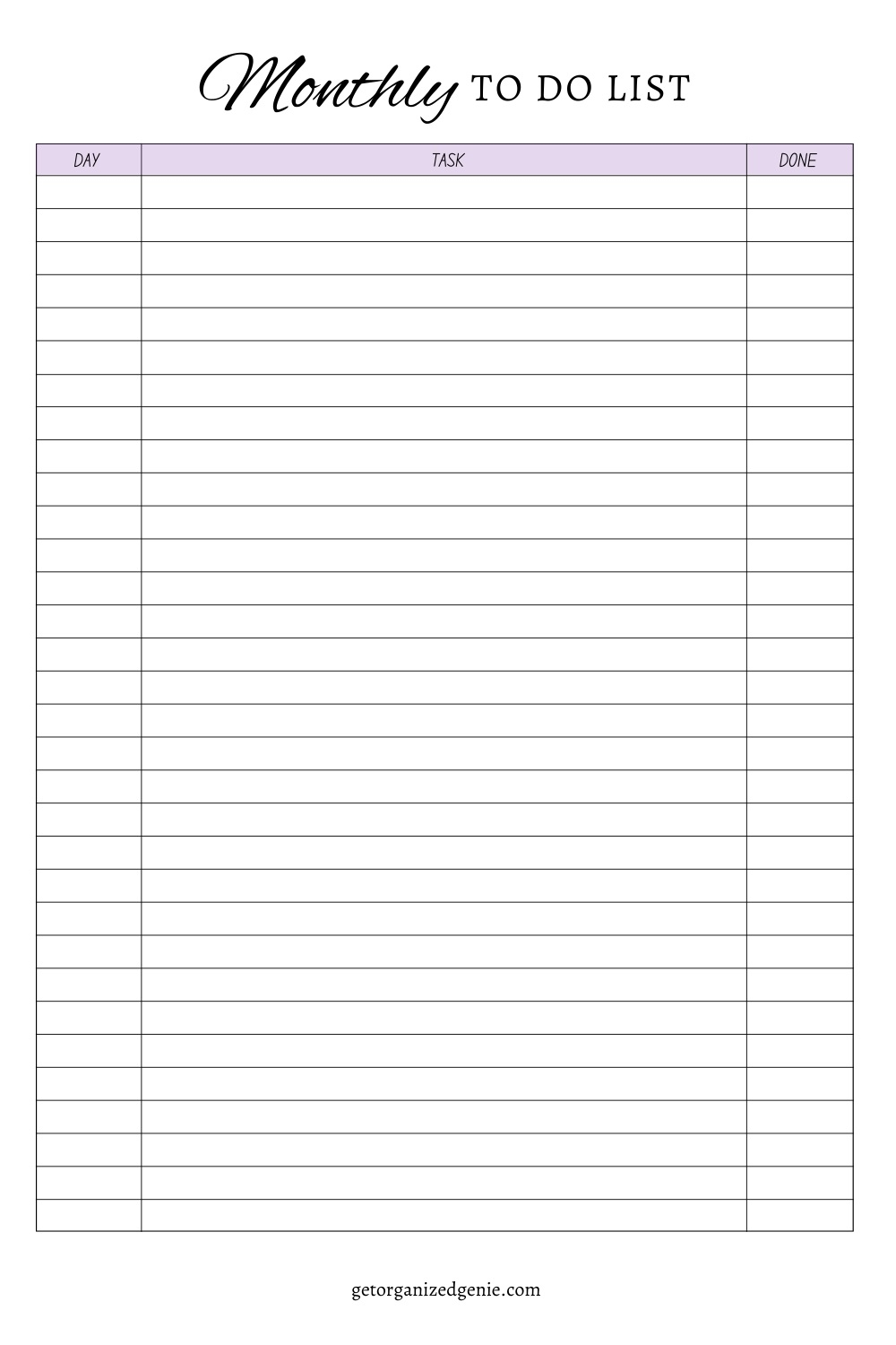Free Printable Blank List Template