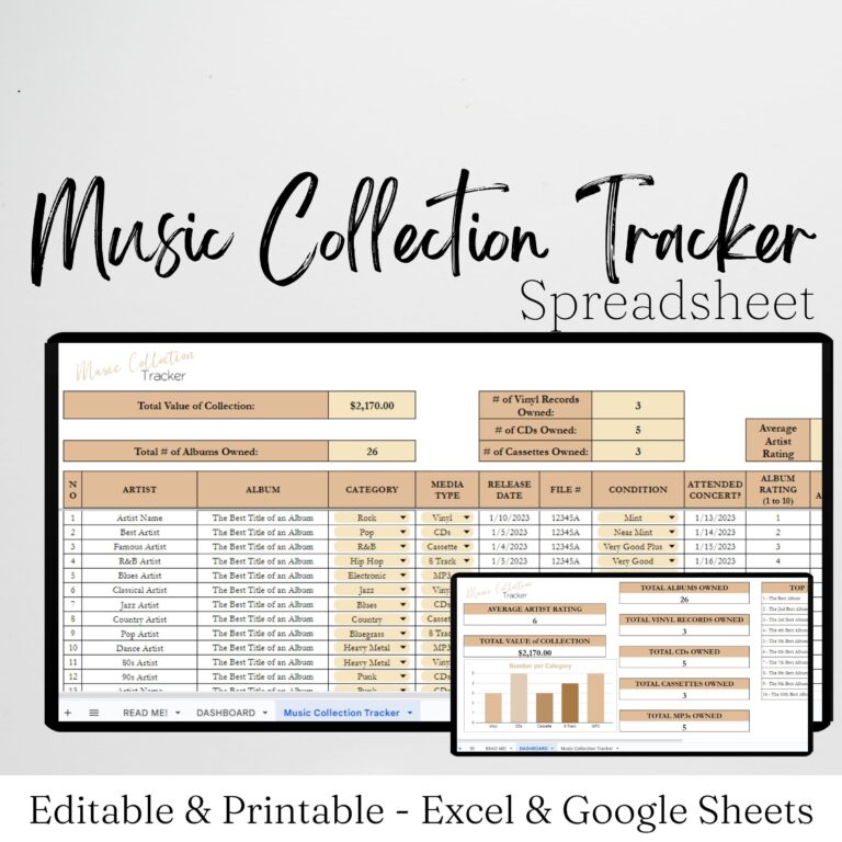 Music Collection Tracker Excel Spreadsheet Music Tracker Google 