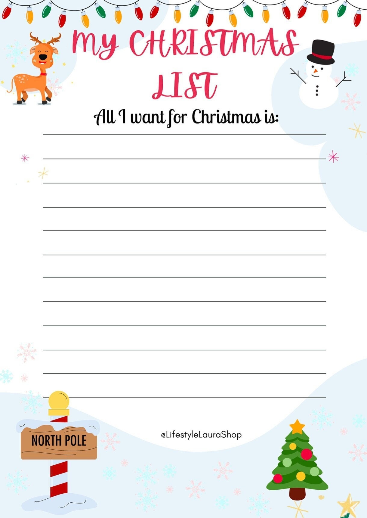 Cute Christmas List Template Cute Christmas List Template