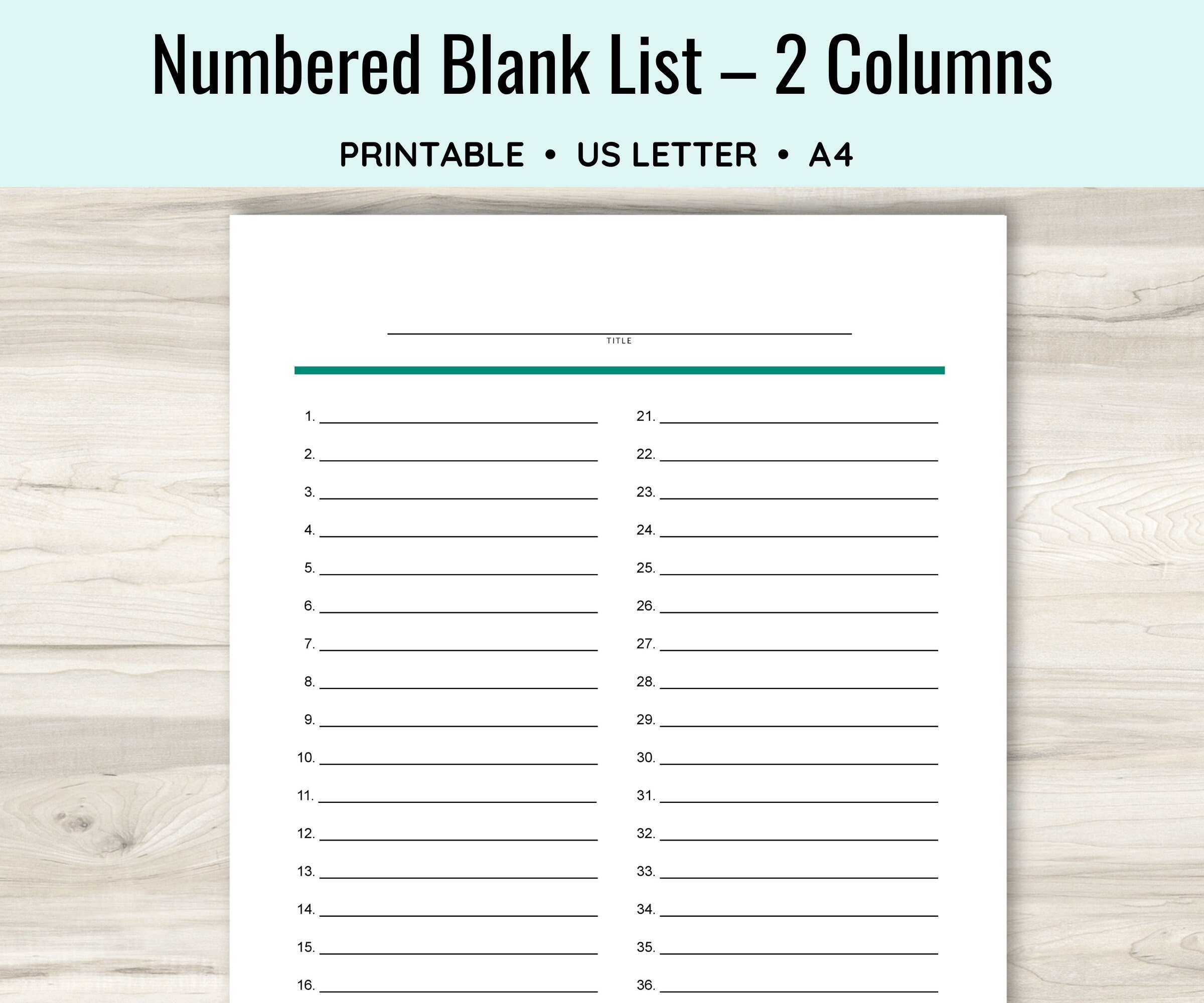 Numbered List Template