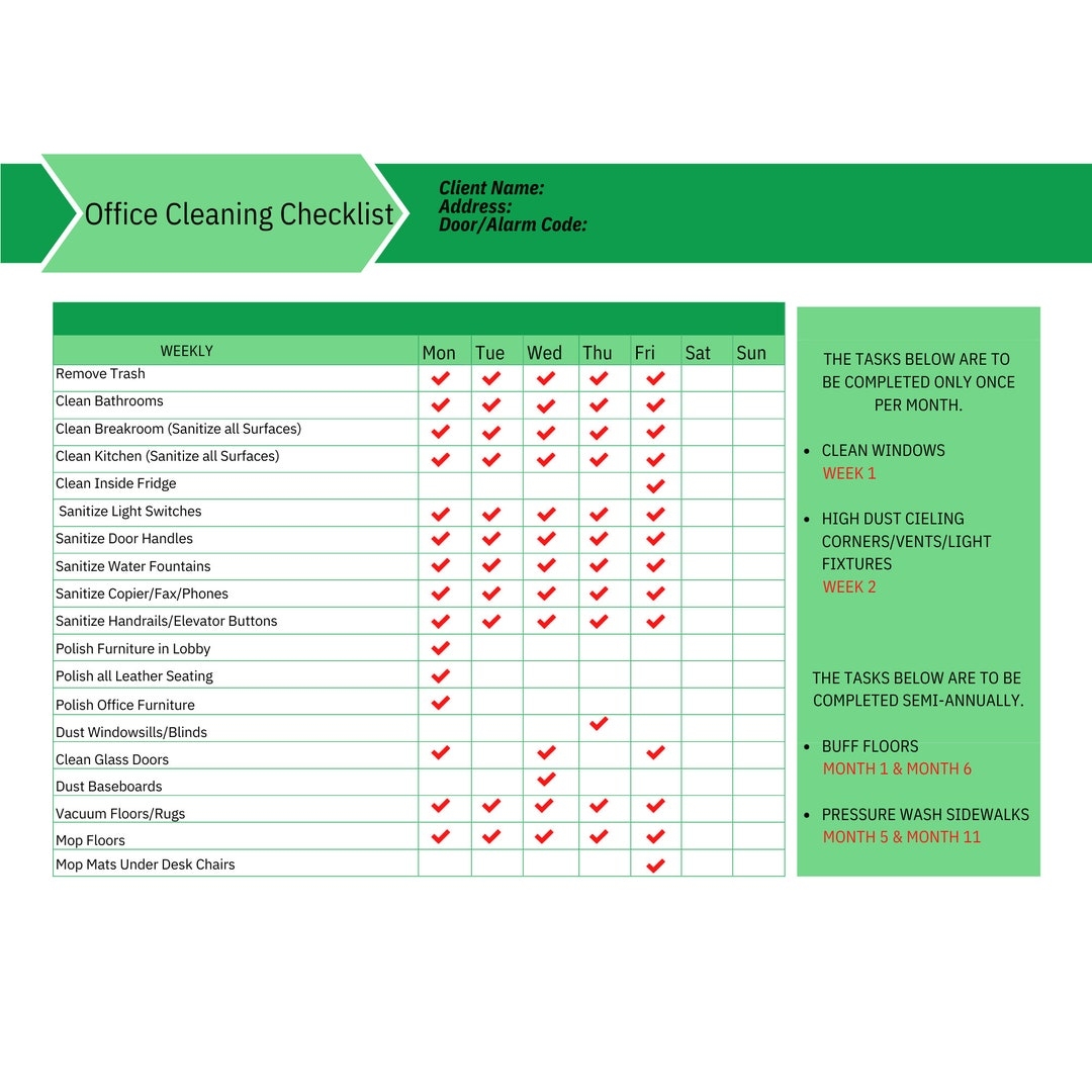 Office Cleaning PDF Cleaning Form Cleaning Checklist Commercial Cleaning Cleaning Service Cleaning Printable Janitorial Checklist Pdf Etsy