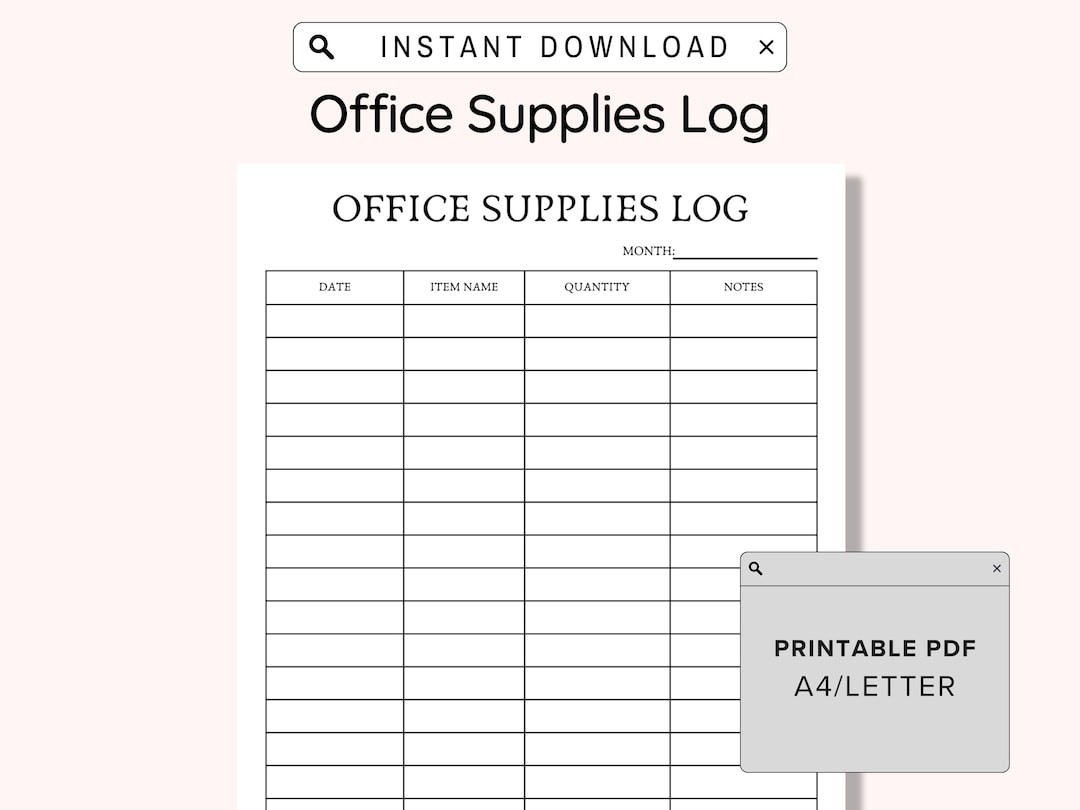 Office Supplies Log Checklist Printable Business Office Supplies Checklist Template Office Supply List Home House Instant Download PDF Etsy