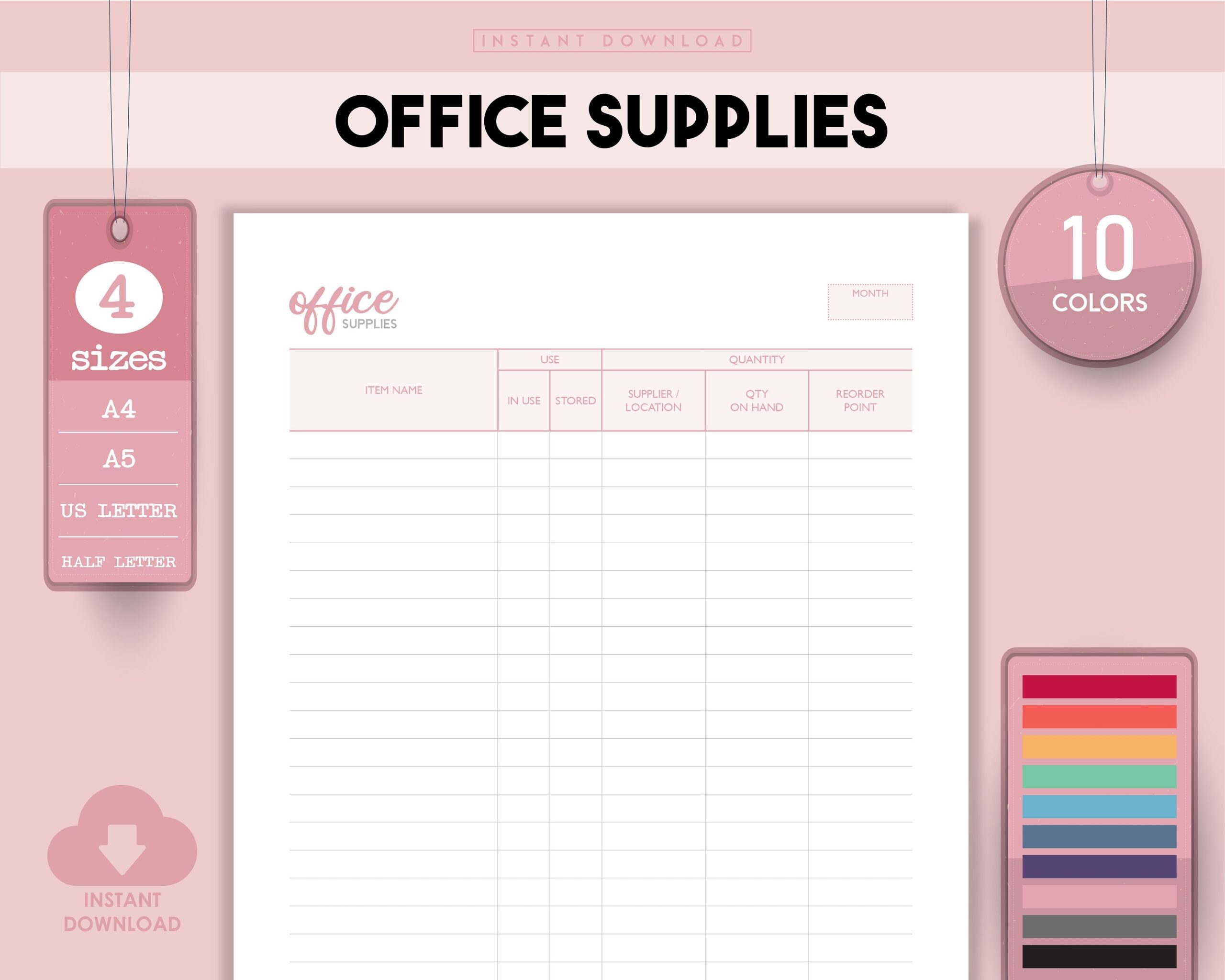 Office Supply Log Office Supplies Inventory Tracker Product 