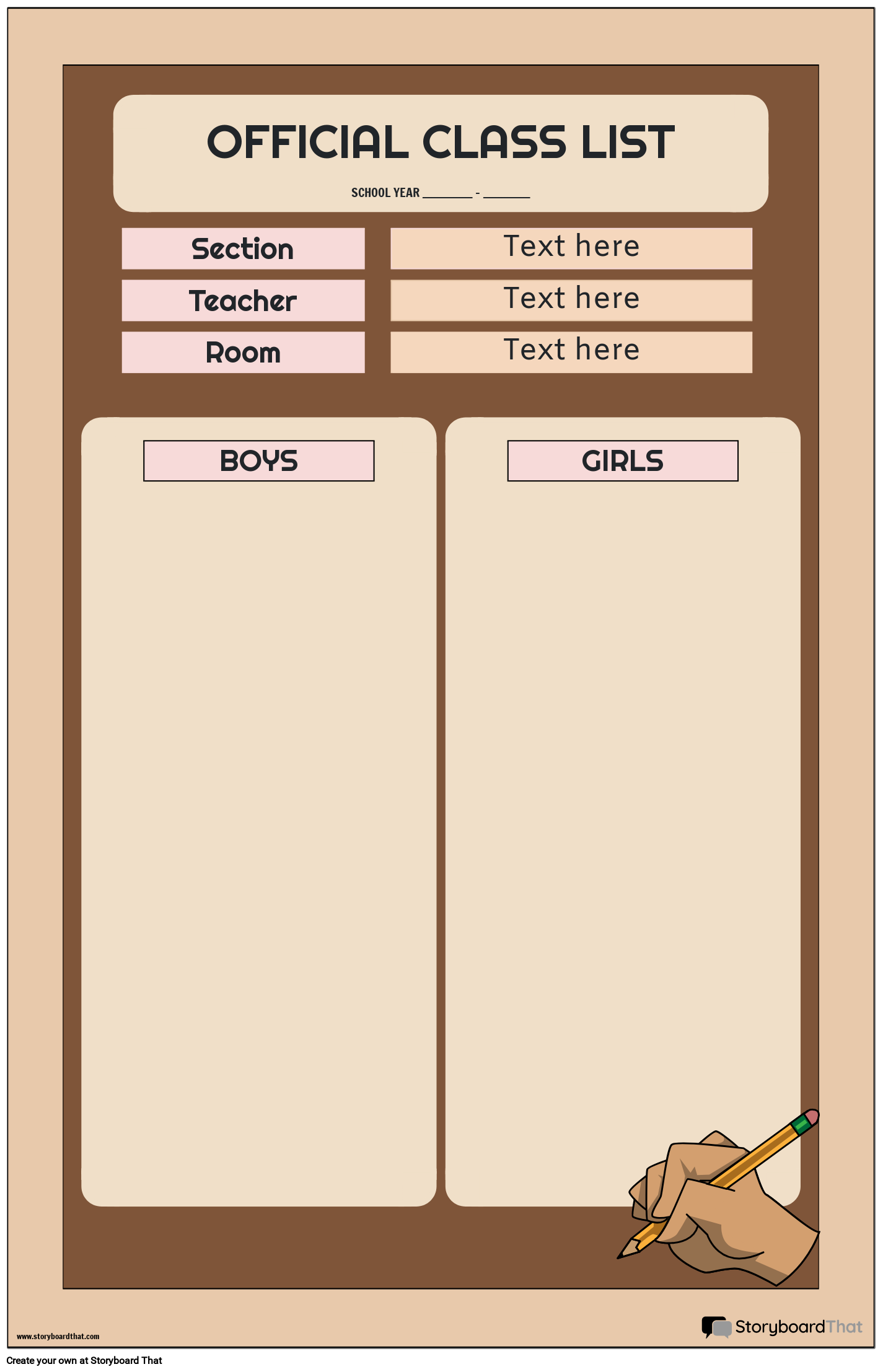 Free Printable Blank Classlist