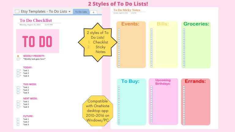 Onenote To Do Template Etsy