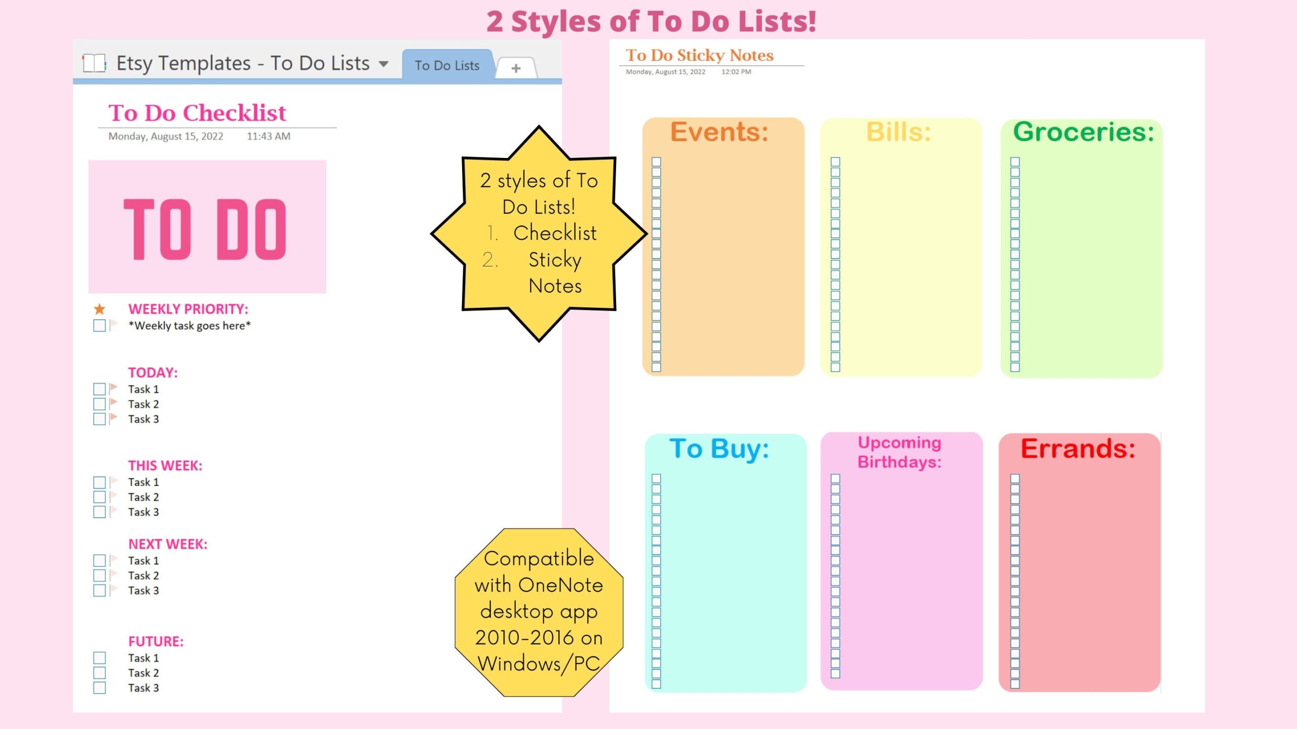 Onenote To Do Template Etsy