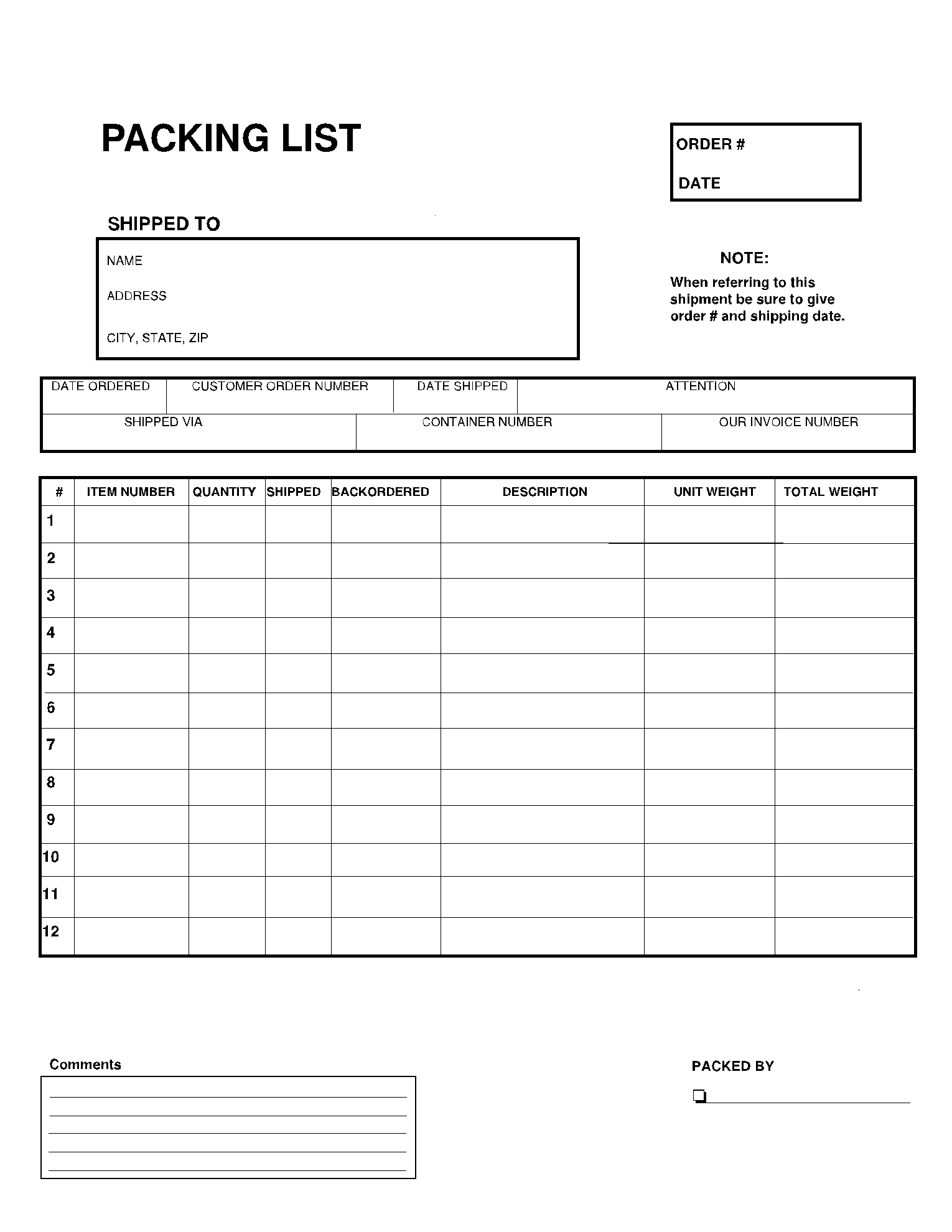 Packing List Shipping Template Fill U0026 Download The PDF Online
