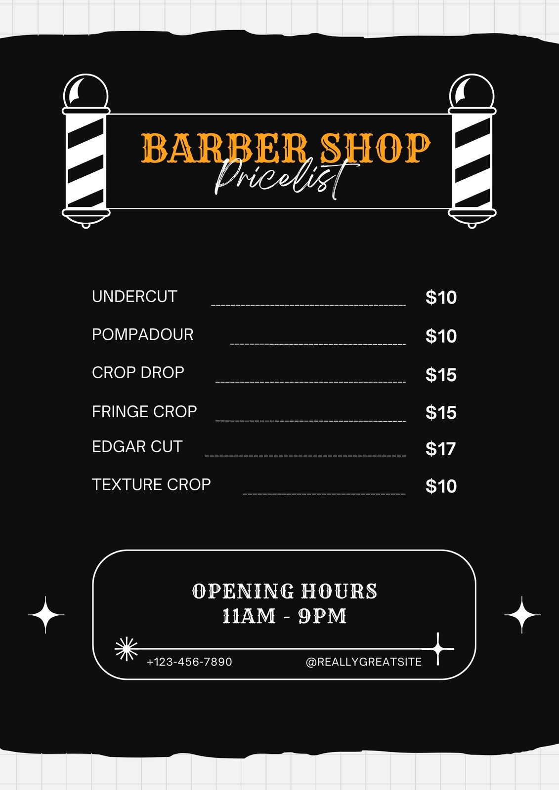 Free Barber Shop Price List Template
