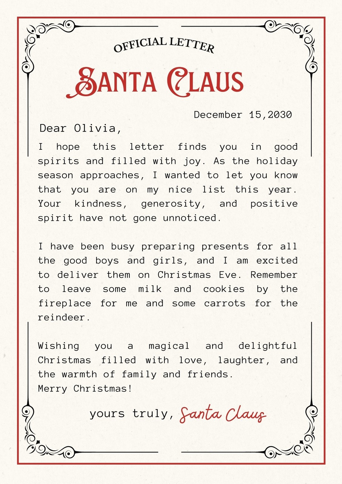 Page 2 Free Printable Santa Letter Templates You Can Customize 