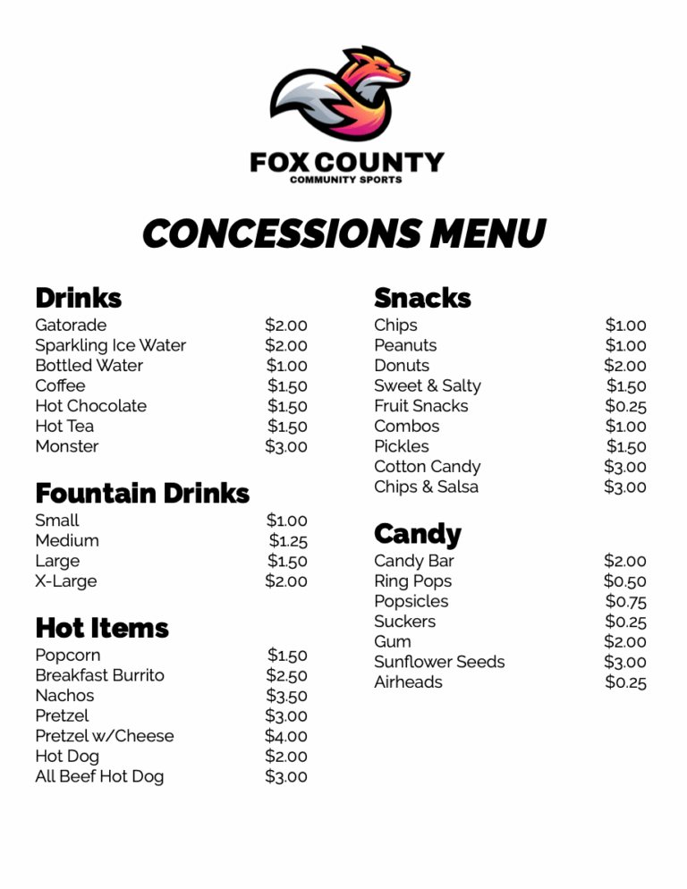 Pages Concessions Stand Menu Free IWork Templates