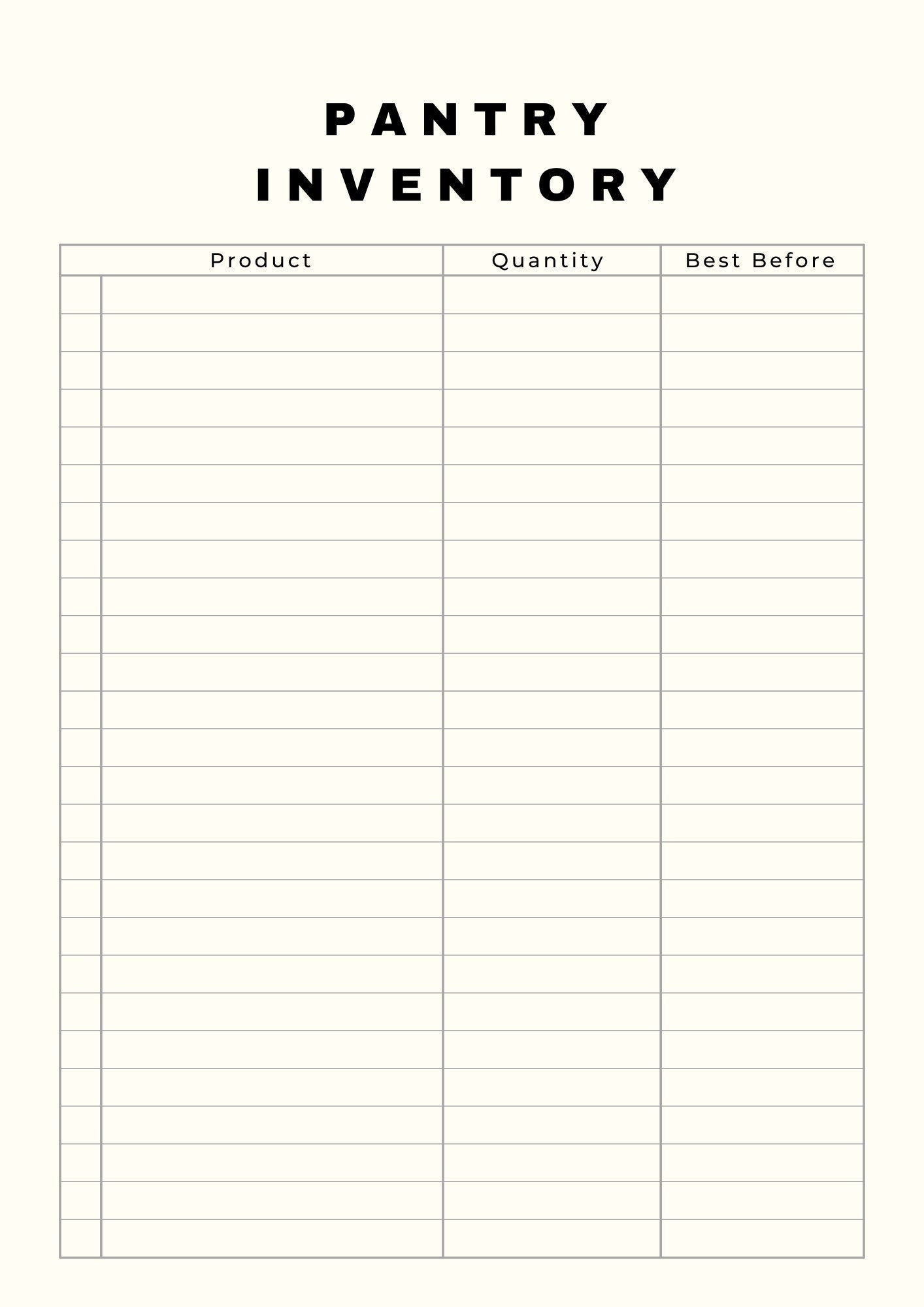 Pantry Inventory printable U0026 Digital Product Quantity Best Before Date Etsy