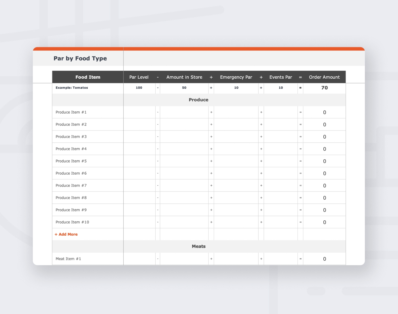Par Sheet Template Toast POS